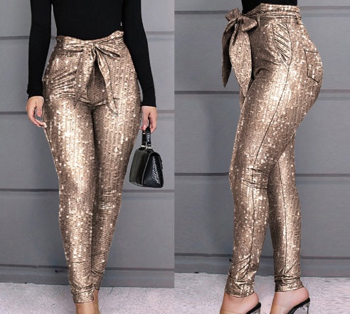 Women's Sequin Bow Trousers