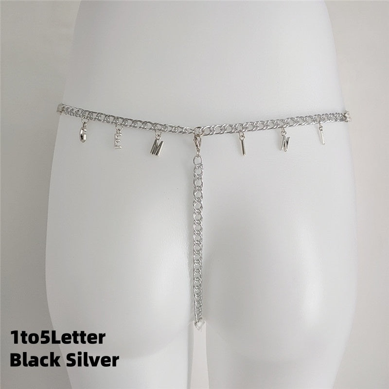 Women Custom Thong With Letter Name Personality G-String Panties Underwear Waist Body Chain Lace Thongs Jewelry Gift