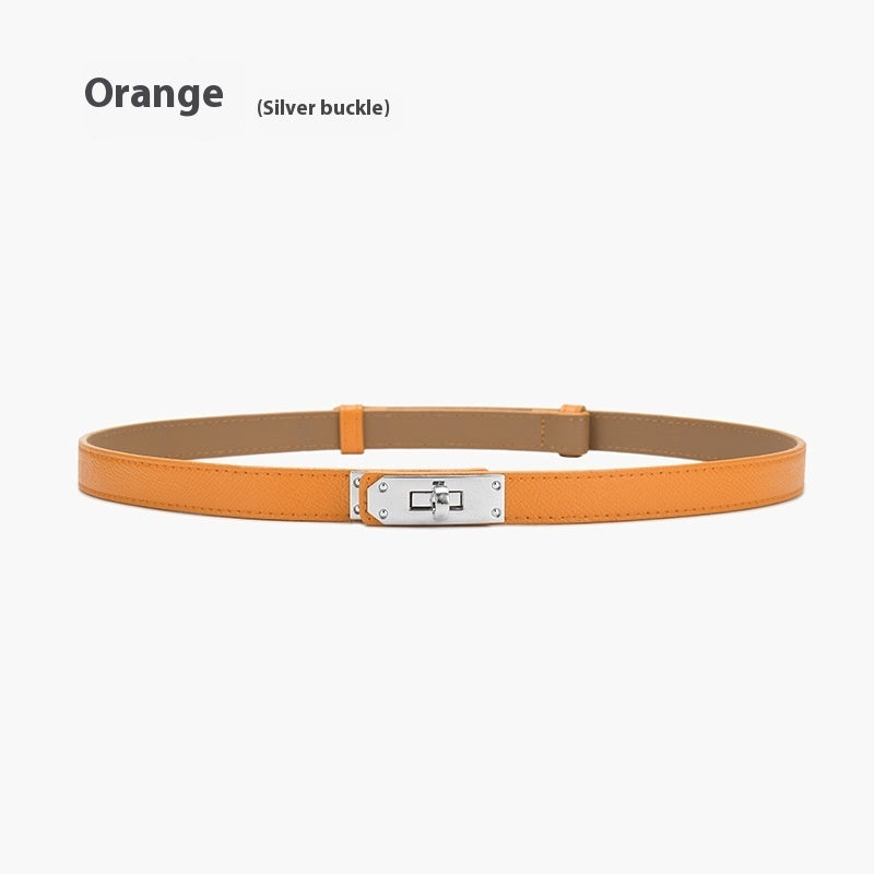 Retro Waist Decorations Women's Leather Thin Belt