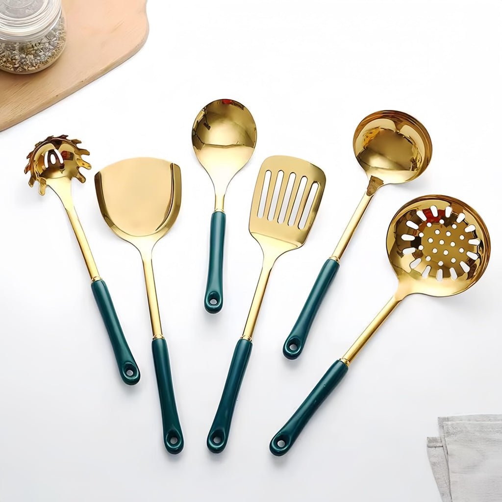 Gold Kitchen Utensils, 7pieces Gold Cooking Utensils Set, Kitchen Tools Set With Utensil Holder, Gold Kitchen Accessories, Dishwasher Safe, Easy To Clean