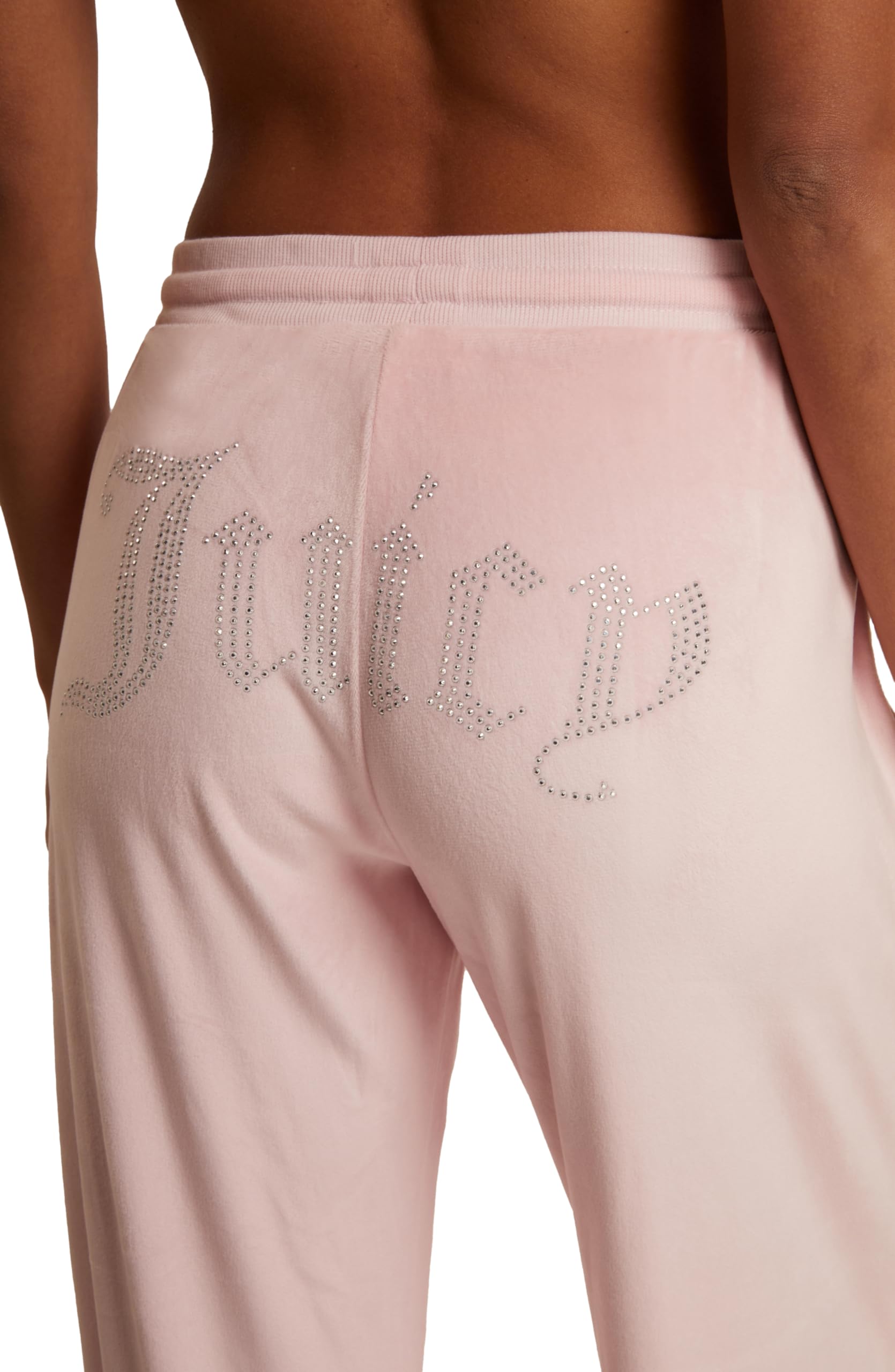 Juicy Couture Women's Velvet Fleece Lounge Pajama Pants with Rhinestone Accents