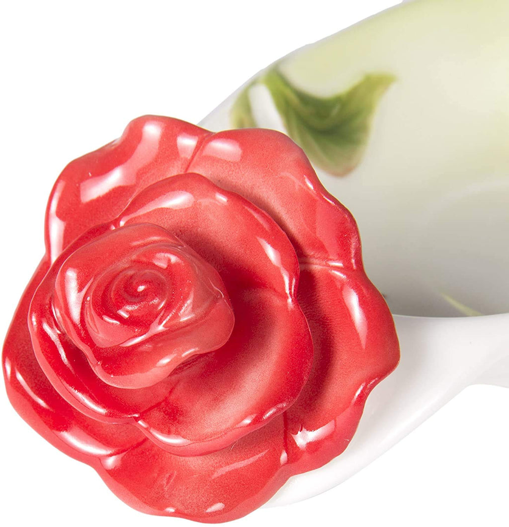 Rose Tea Cup and Saucer -  Set for 1 Ceramic Hand Crafted Rose Flower Cup, 6 Oz