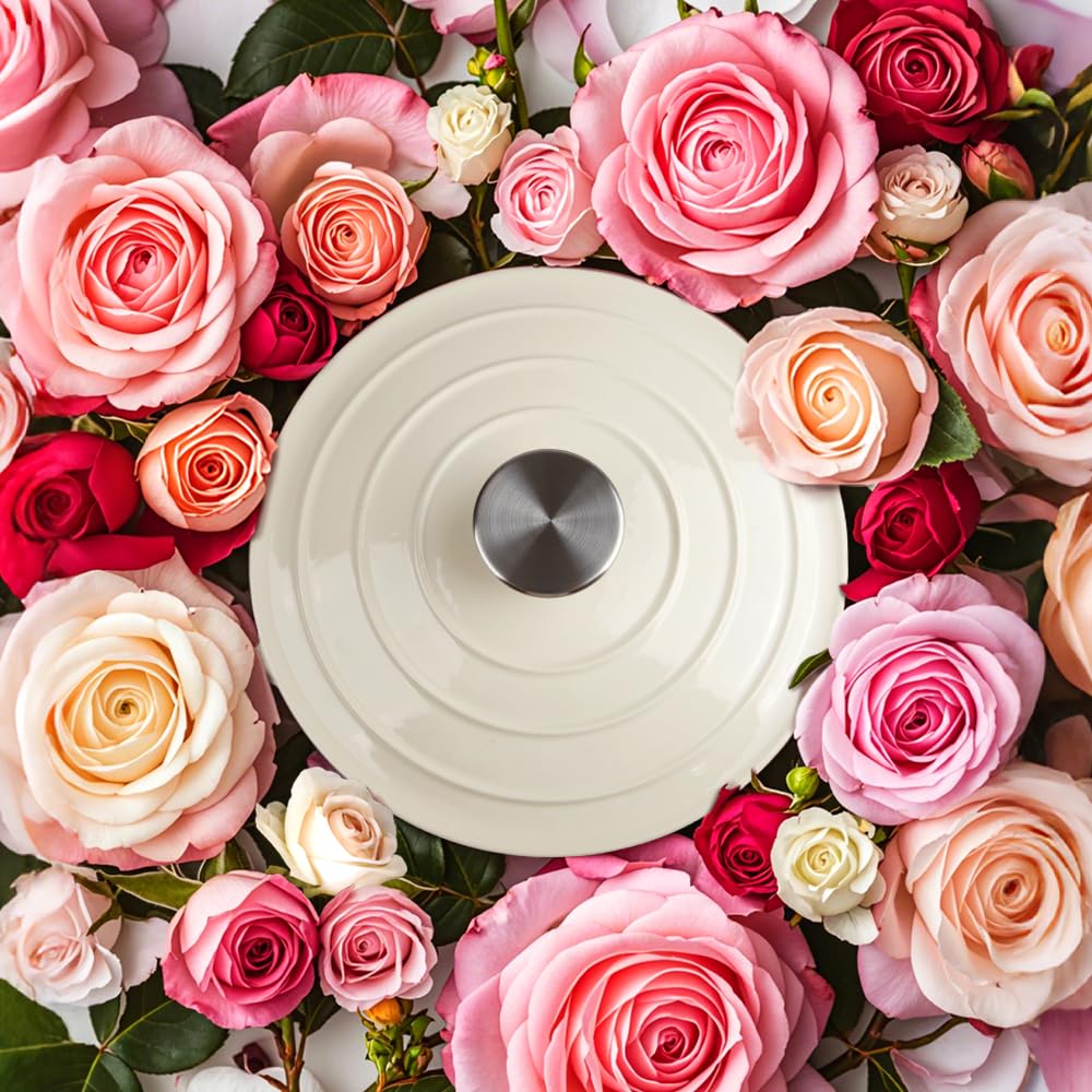 Enameled Cast Iron Dutch Oven with Lid - Big Dual Handles - Round Pot for Versatile Cooking 6 Quart