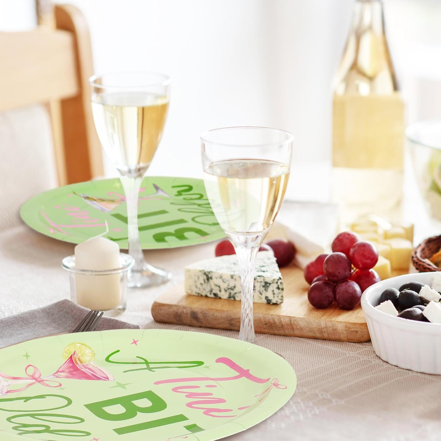 Martini Paper Plates 9" A Tini Bit Older Disposable Paper Plate Coquette Pink Bow Martini Bar Dessert Plates 50Pcs