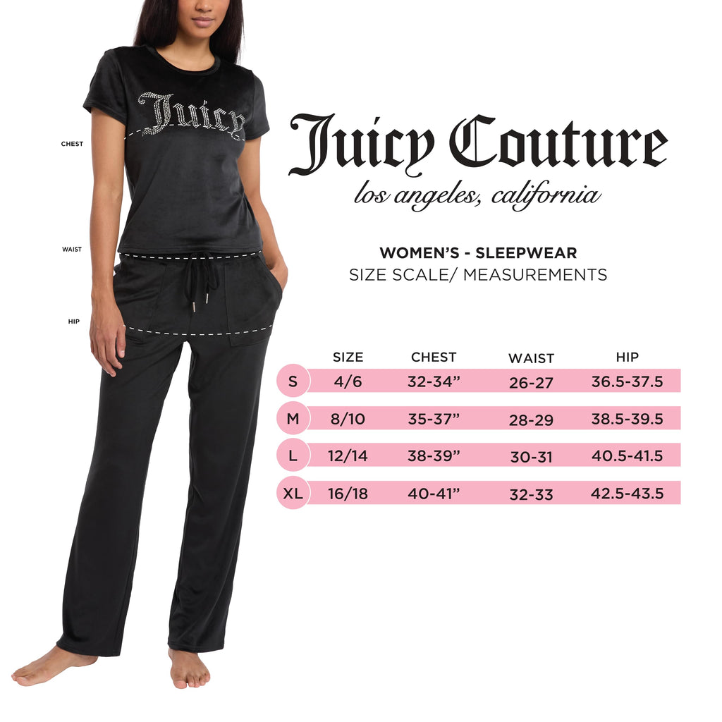 Juicy Couture Women's 2-Piece Velvet Fleece Lounge Sleepwear Set â€?Short Sleeve Shirt and Pants
