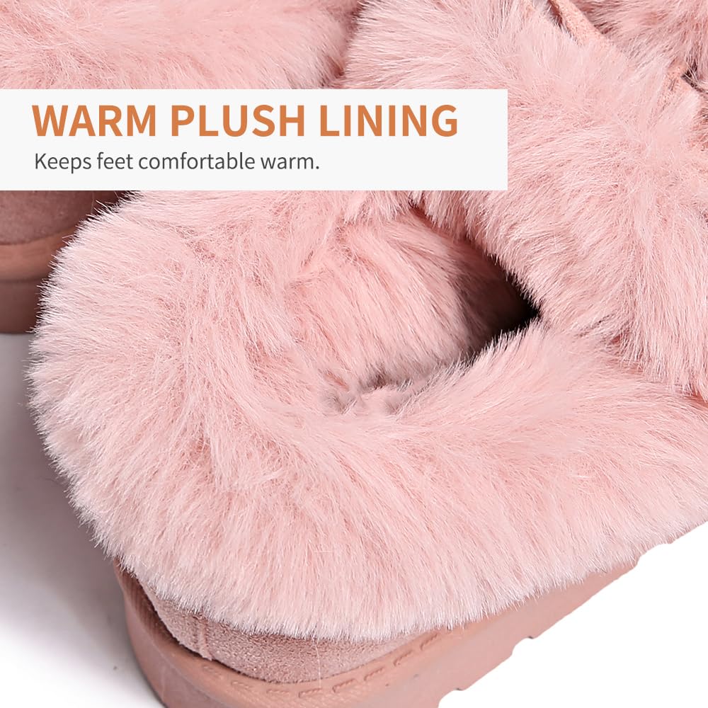 Women's Slippers Platform Boots - Suede Leather Slip-on