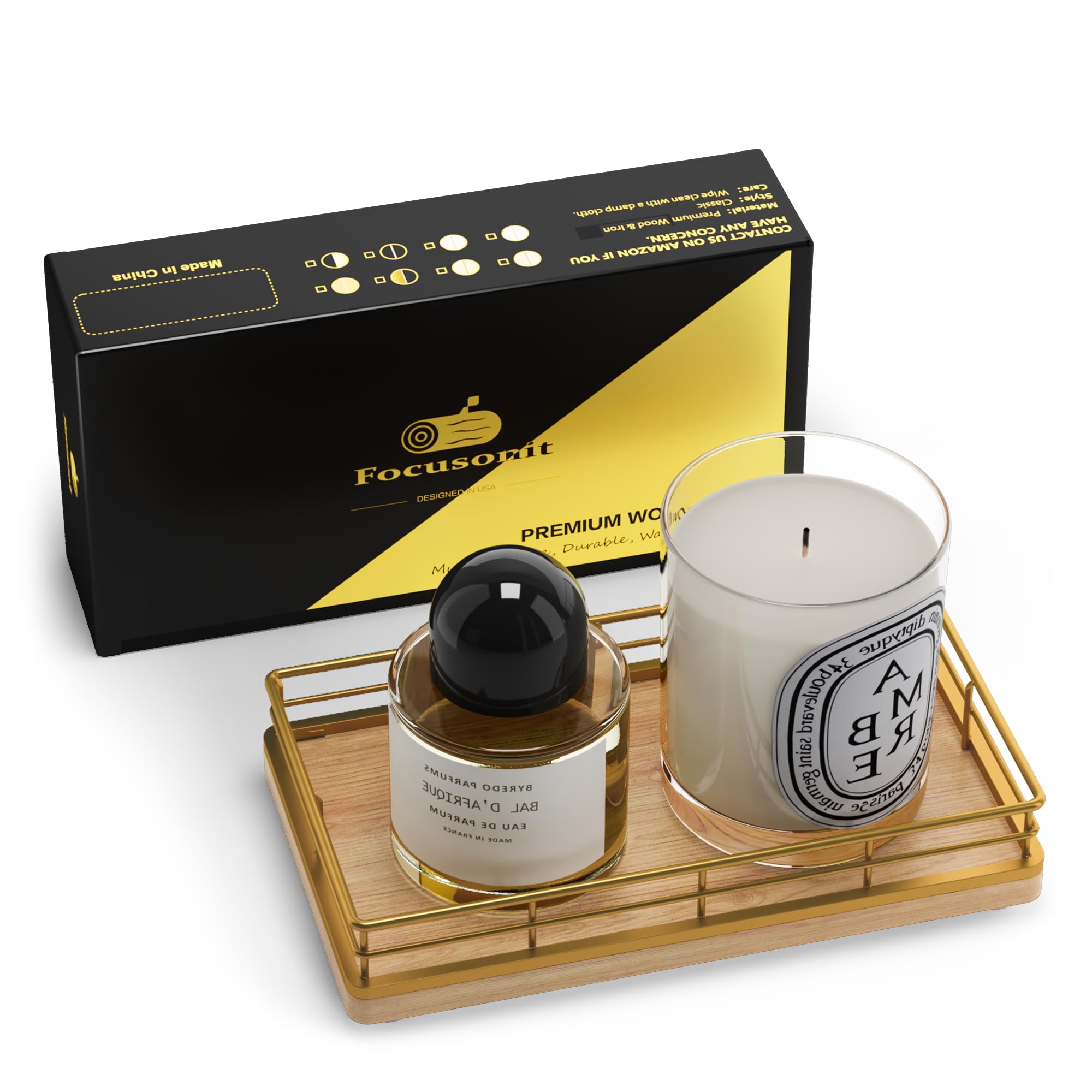 Vanity Tray for Jewelry Candle Makeup Perfume Holder Toilet Tank Tray Soap Cologne Organizer