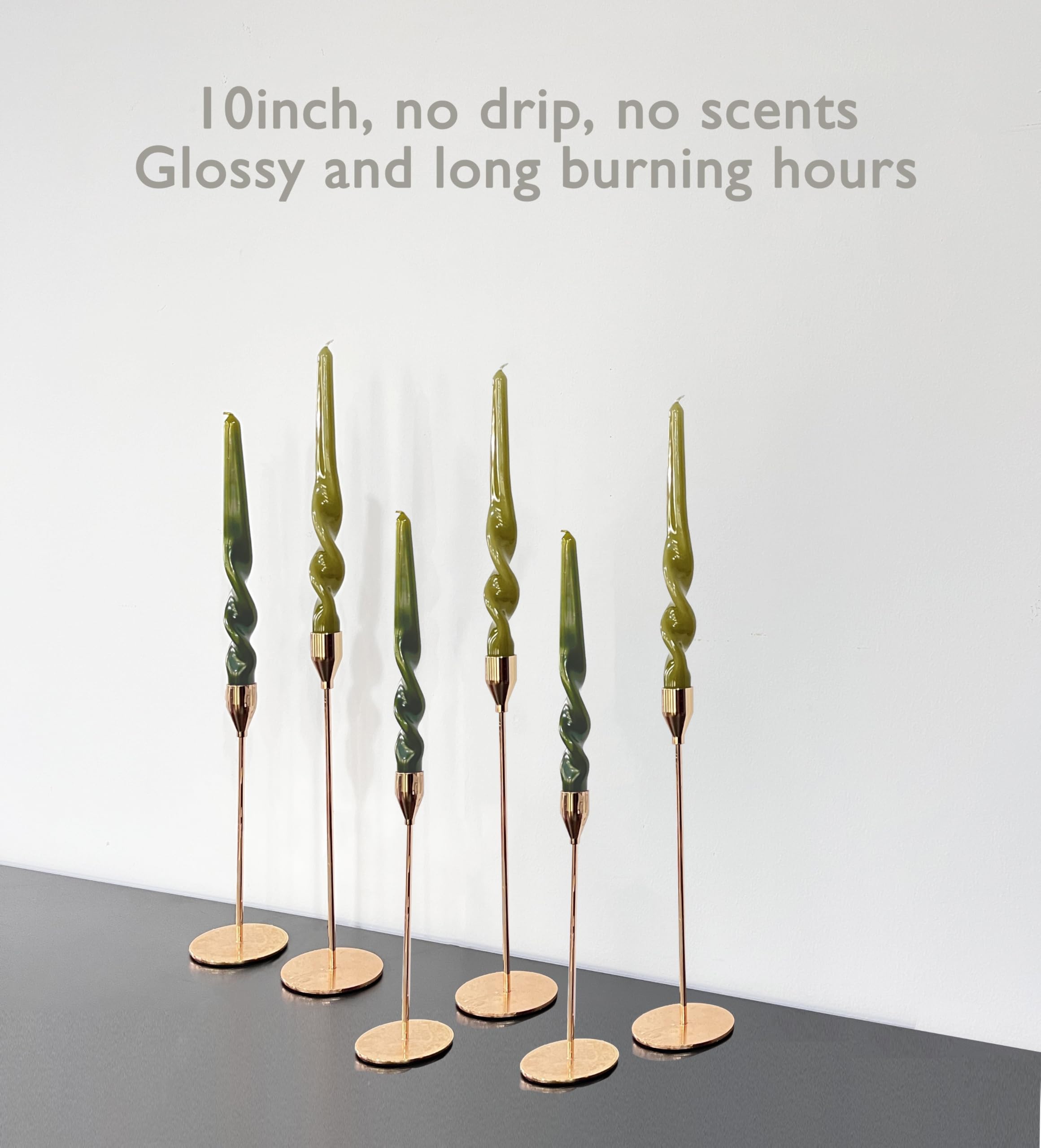 Spiral Taper Candles - Set of 6 Twisted Candle 9.5 Inch Tall for Home Decoration