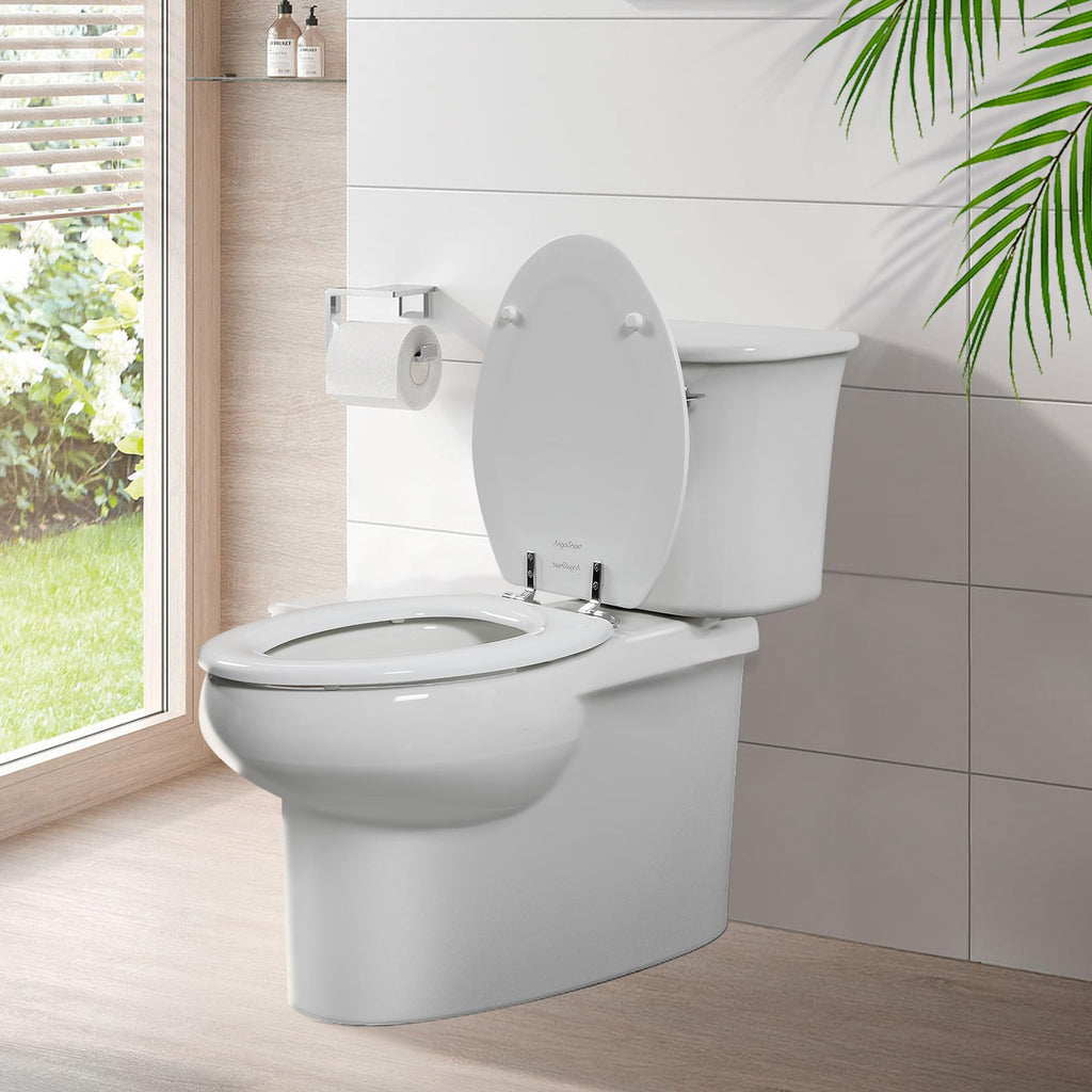Round Toilet Seat Natural Wood Toilet Seat with Zinc Alloy Hinges, Easy to Install also Easy to Clean, Scratch Resistant