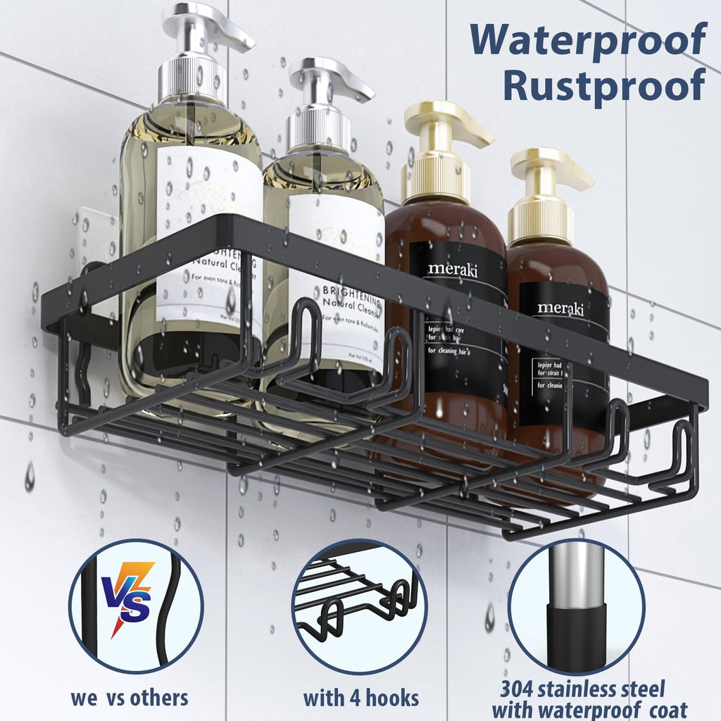 Shower Caddy Organizer Rack Shelf for Inside Shower, Adhesive Bathroom Wall Storage Basket Rustproof Stainless Steel