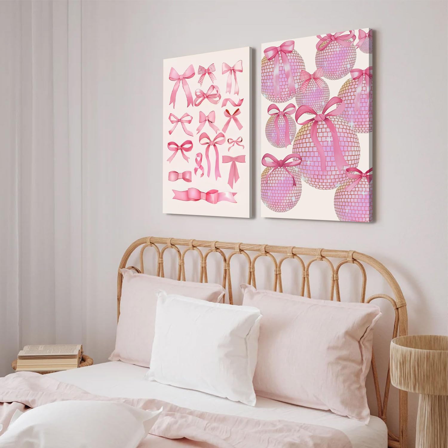 Trendy Blue Wall Art Set of 3, Preppy Navy Blue Wall Decor, Coquette Disco Lucky Me 8 Ball Poster Canvas Prints Aesthetic Pictures Room Dorm