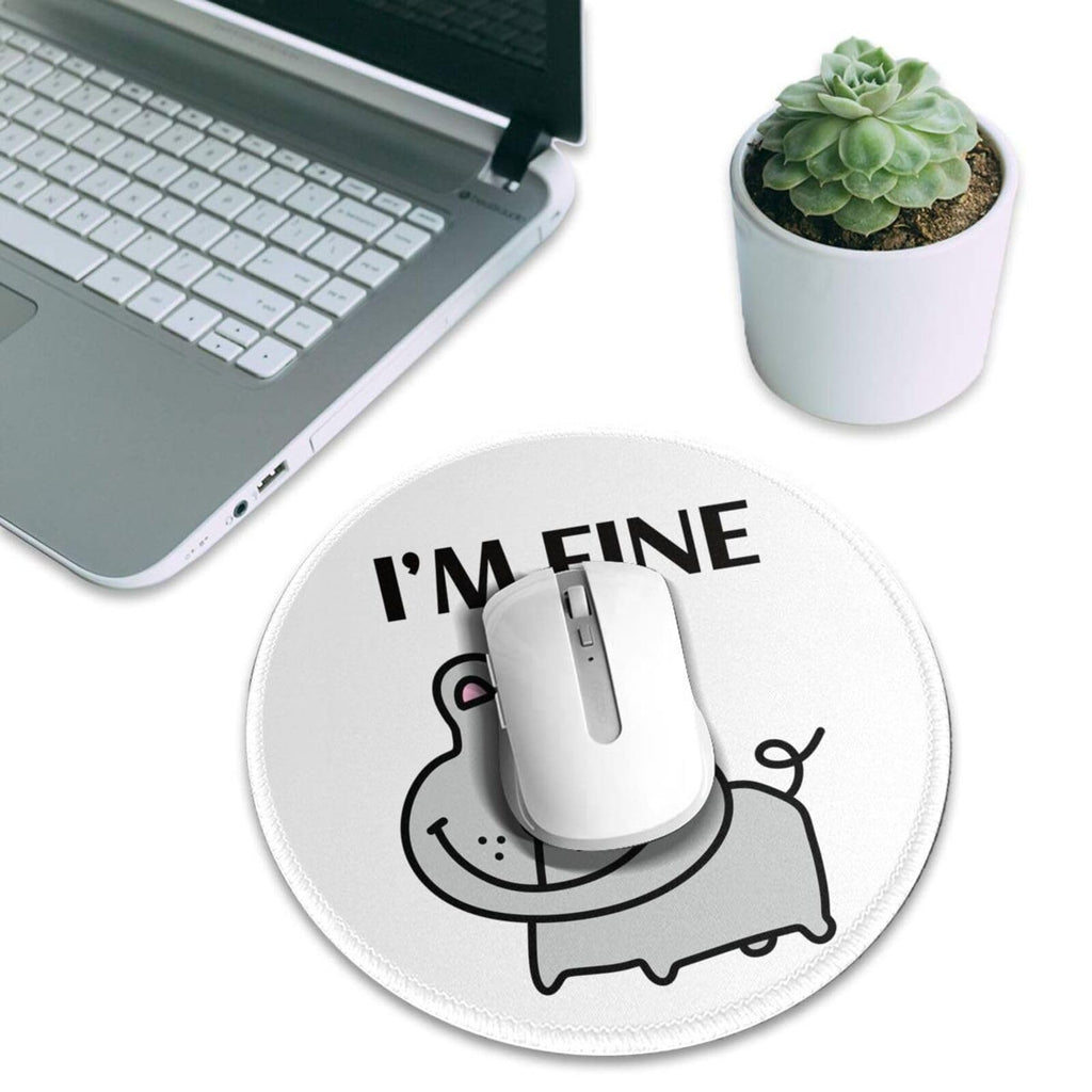 Round Mouse Pad Desk Top - Stitched Edges 8 X 8 Inch