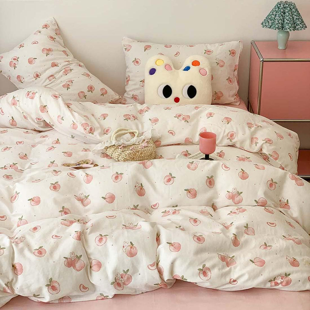 Duvet Cover Printed Bedding Set 3Pcs Girls Kawaii Pattern Comforter Cover with Zipper Closure Soft Breathable Microfiber