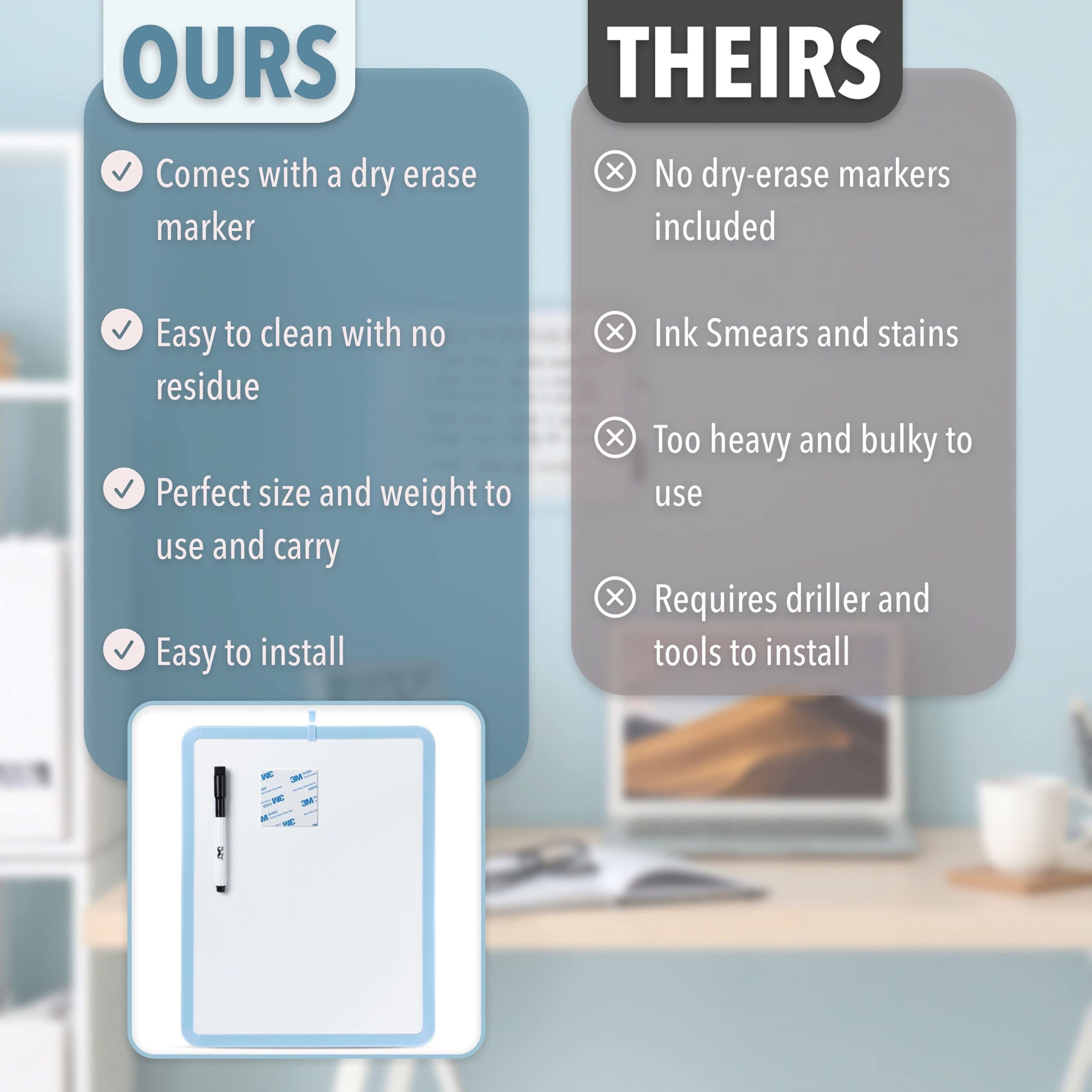 Dry Erase Board, 14â€?x 11â€?with a Black Dry Erase Marker Color Frame, Small White Board Dry Erase Whiteboard