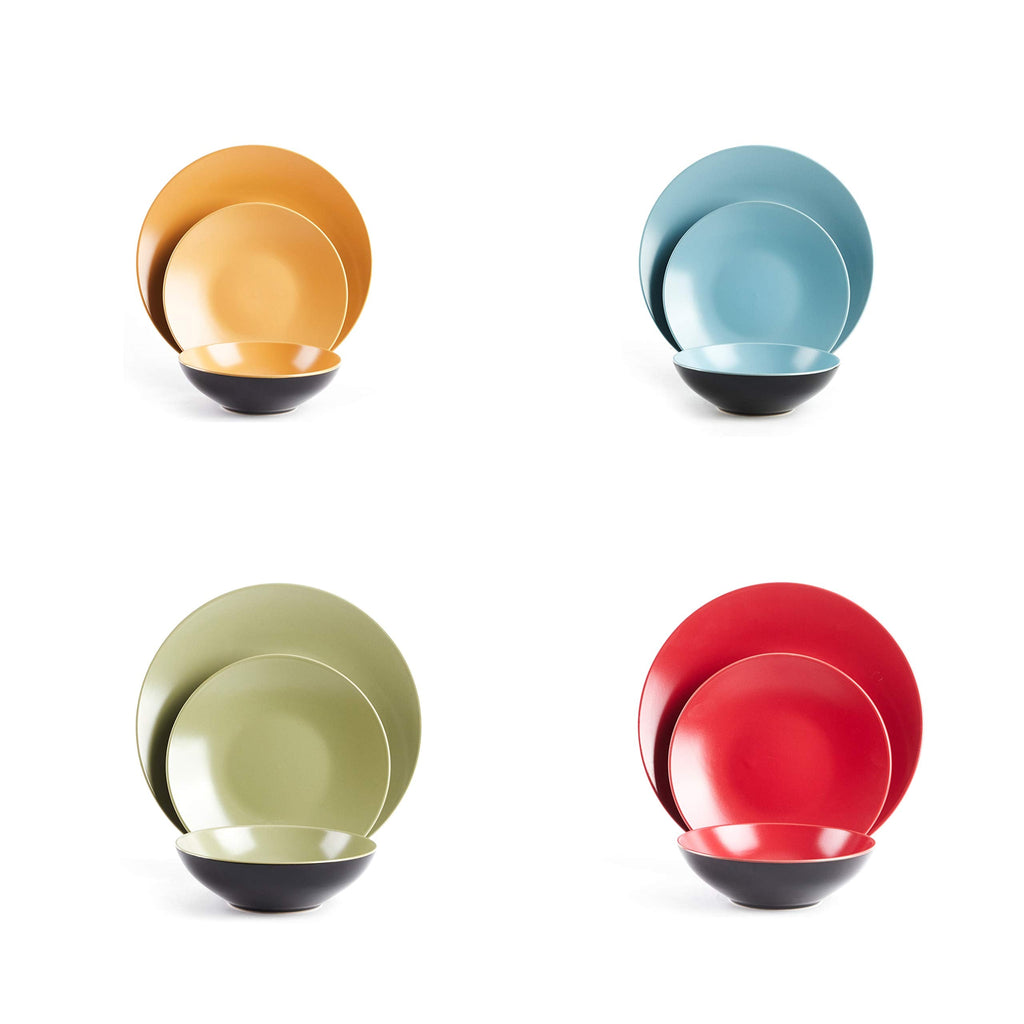 Stoneware Two-Tone Colors Life 12pc Dinner Set