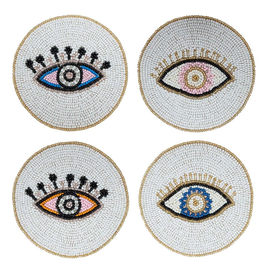 Set of 4 Decorative Coasters for Drinks or Coffee Table â€?Cute Cocktail Coasters, 4" Square Decorative Coaster Set for Table Decorations