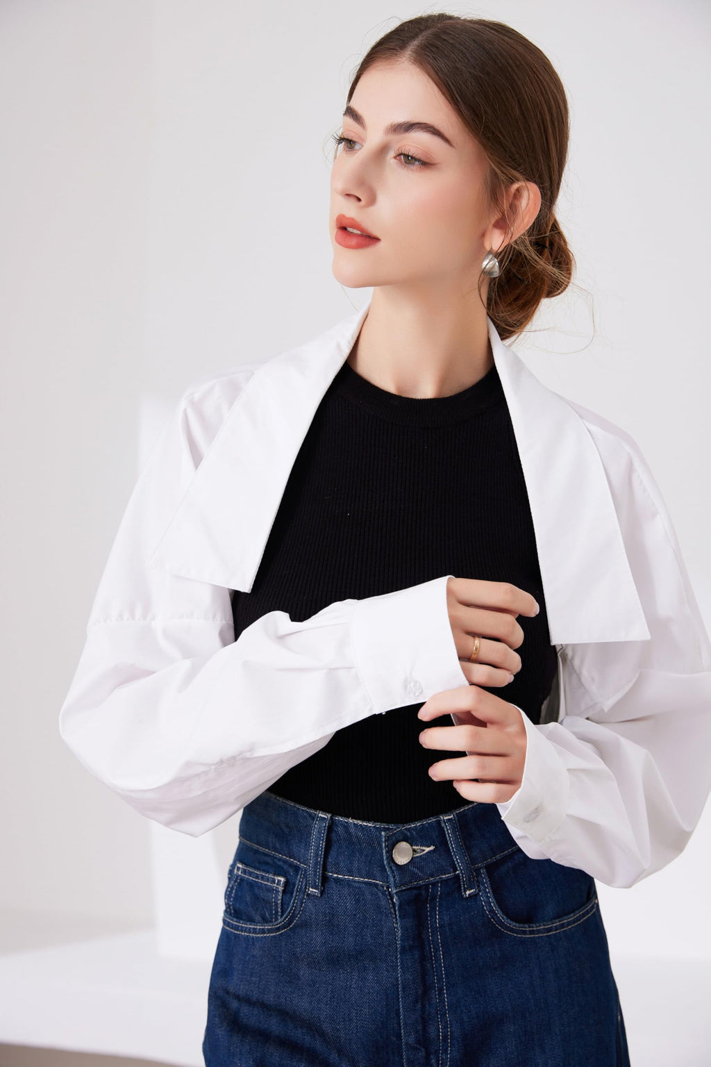 Fake Collar Long Sleeves Detachable Blouse False Collar Half Shirt Blouse Collar