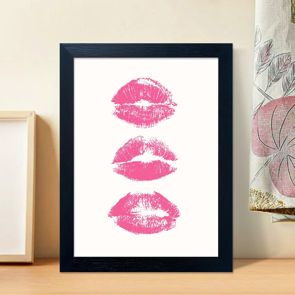 Pink Makeup Room Wall Art Fashion Canvas Wall Art Beauty Room Decor Art Pink Lips Canvas Artwork Trendy Girly Wall Art Women Bedroom Bathroom Decor Print