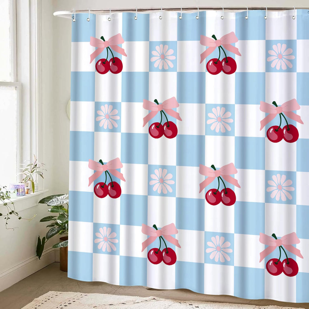 Cute Shower Curtain for Bathroom Modern Aesthetic Funky Decorative, Pretty Chic Cloth Set with Hooks, 72x72 Inch
