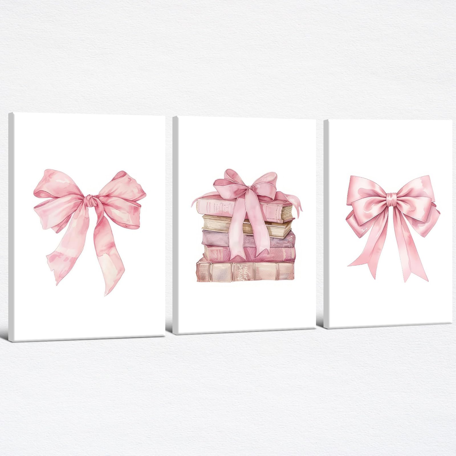 Coquette Bow Aesthetic Poster Preppy Wall Art Set of 3 Trendy Cute Canvas Prints