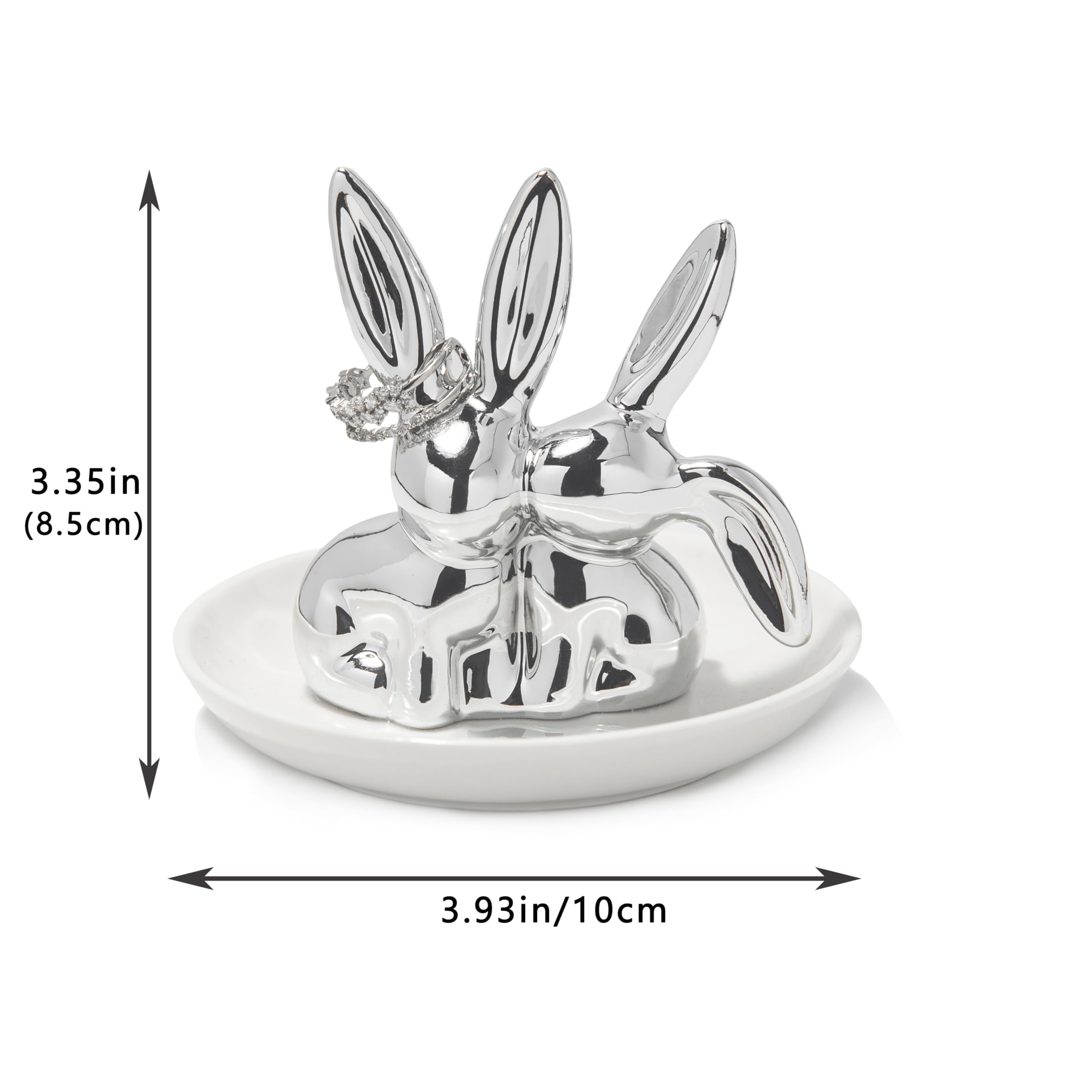 Ceramic Bunny Ring Holder - Rabbit Ring Dish Jewelry Holder Dish Trinket tray for Rings Earrings Necklace Organizer