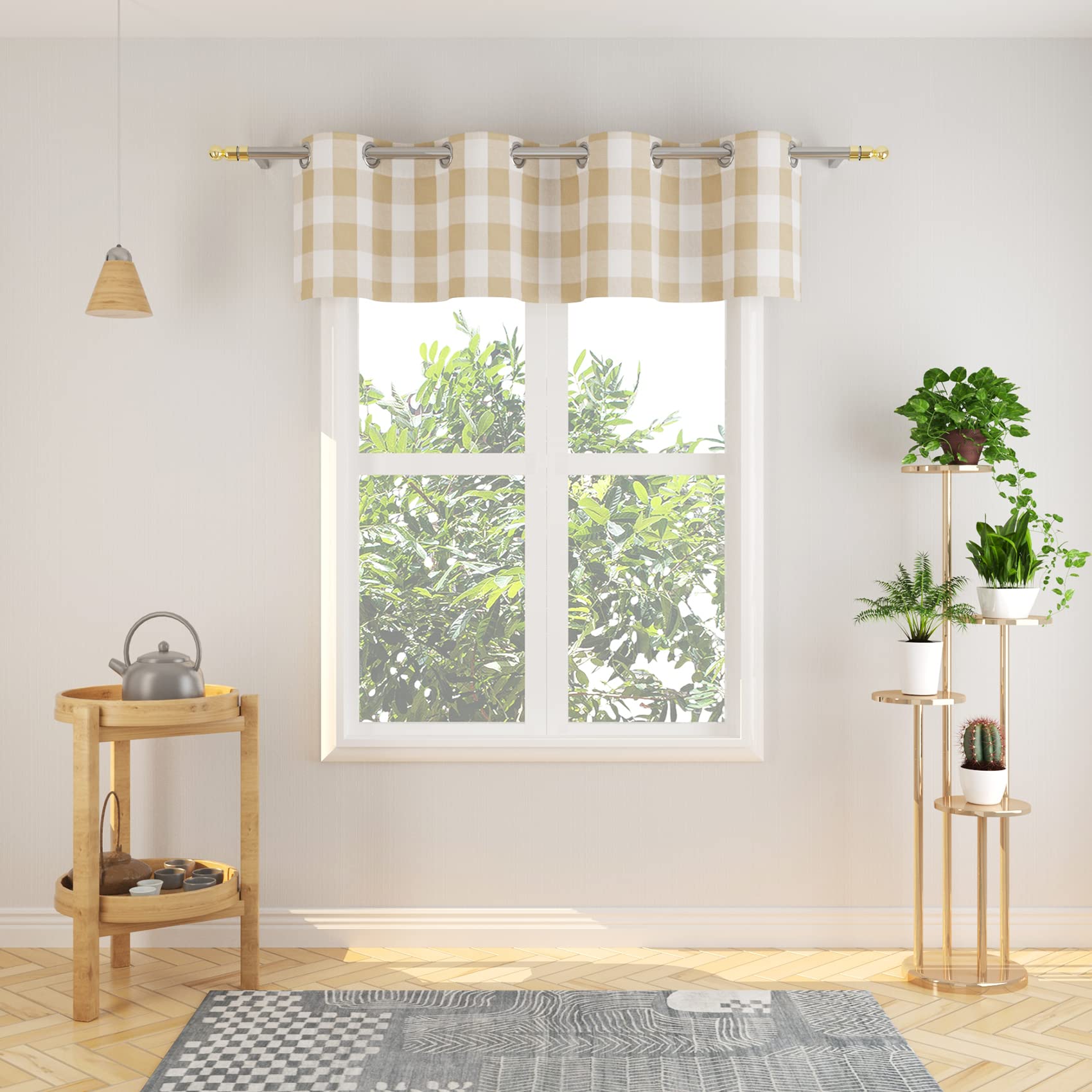 Tier Curtains Check Gingham Plaid Window Curtain Panels Bathroom Grommet Top Window Treatment 2 Panels