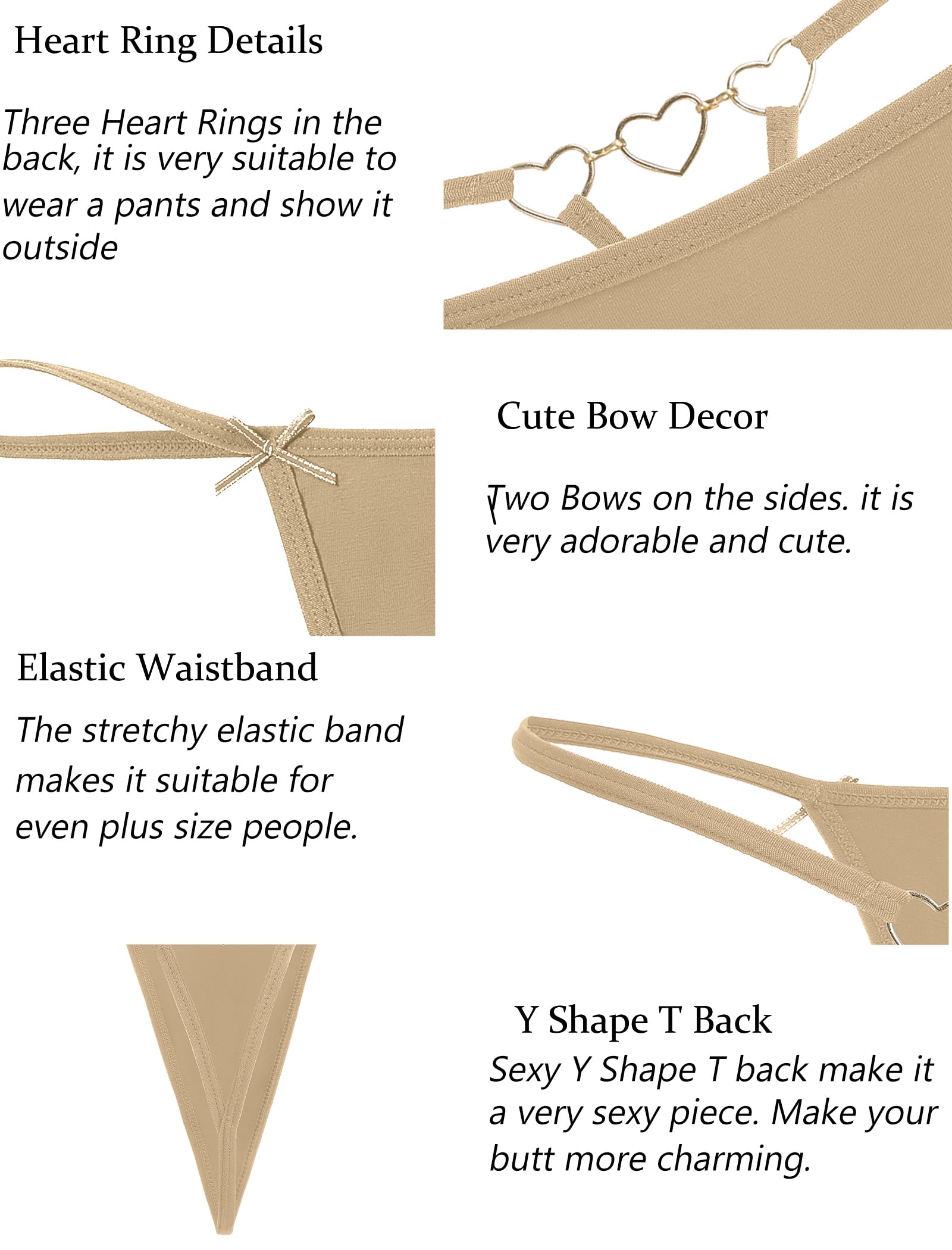 G String Thongs for Women Cheeky Breathable Underwear Sexy No Show Panties 3 Pack