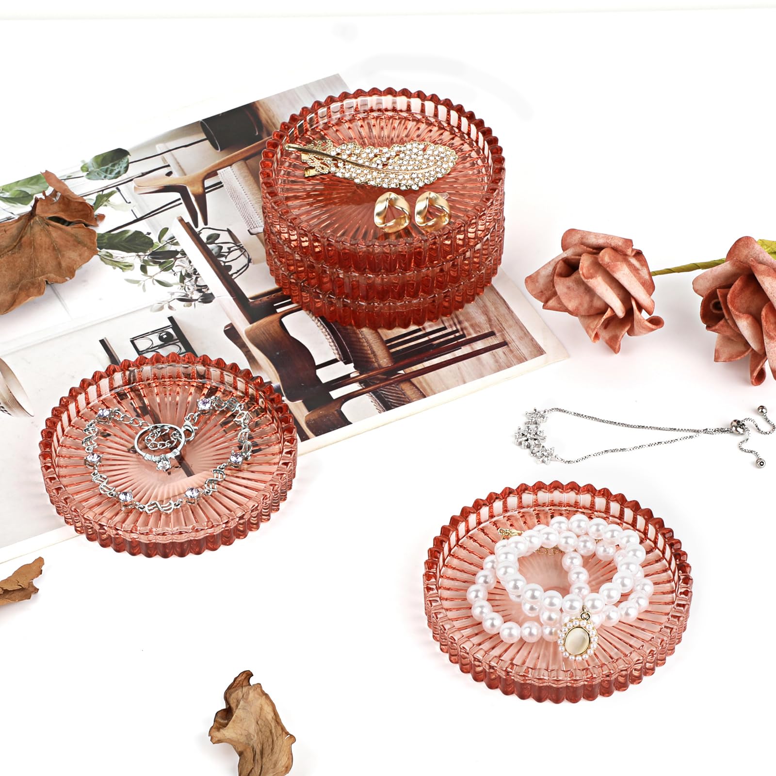 Modern Clear Coaster Set of 8- Glass Coasters for Drinks Crystal Coasters Round Cup Coasters