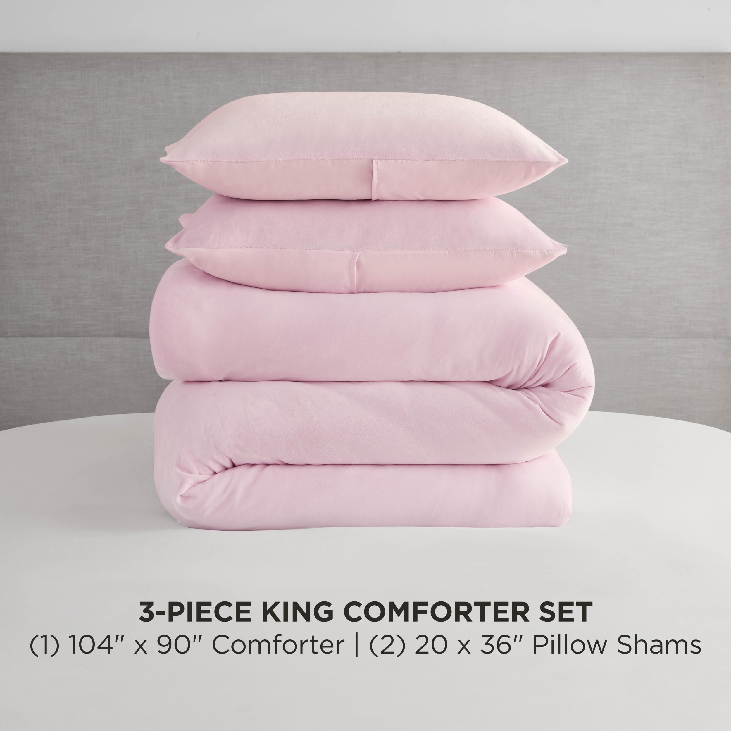 Juicy Couture Solid Velour 3-Piece King Comforter Set â€?Luxurious Bedding Ensemble