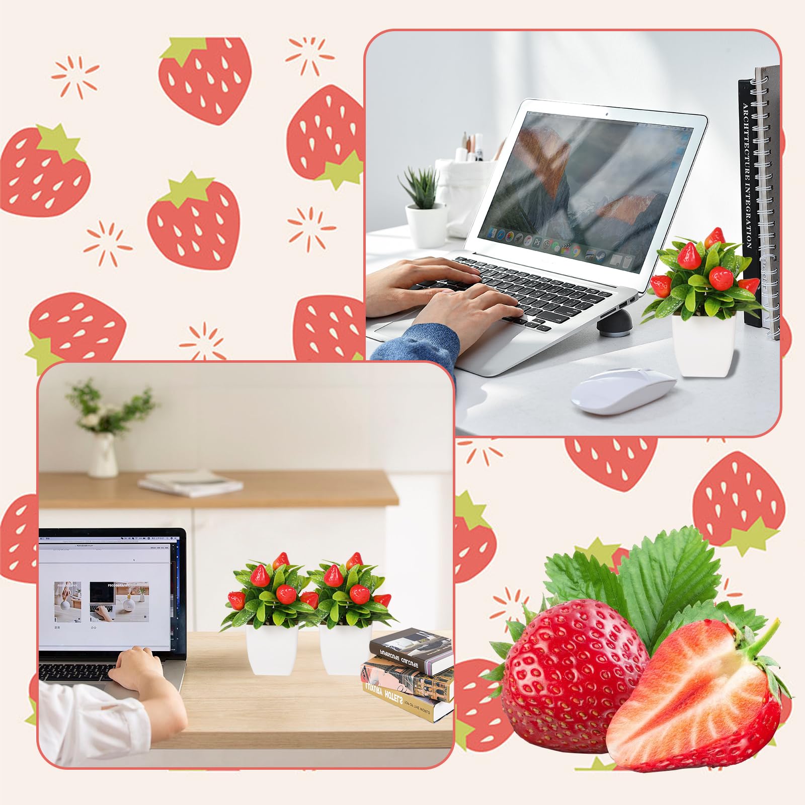 Fruit Artificial Plants Fake Fruit Potted Plant 6inches Fake 4pcs Tree with Small Pot Mini Fake Plant Decor