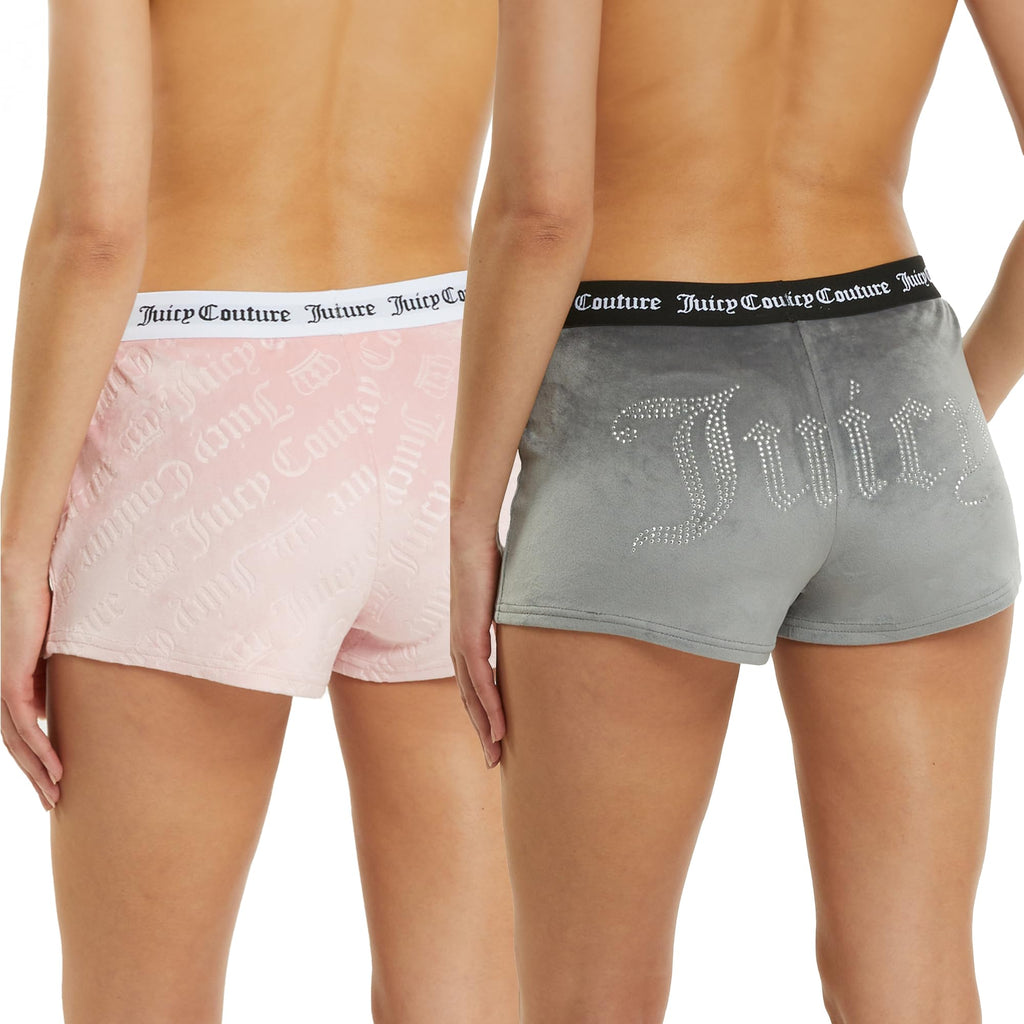 Juicy Couture Velvet Fleece Shorts 2 Piece Designer Pajama Set for Women, 2-Pack Sleep and Lounge Shorts