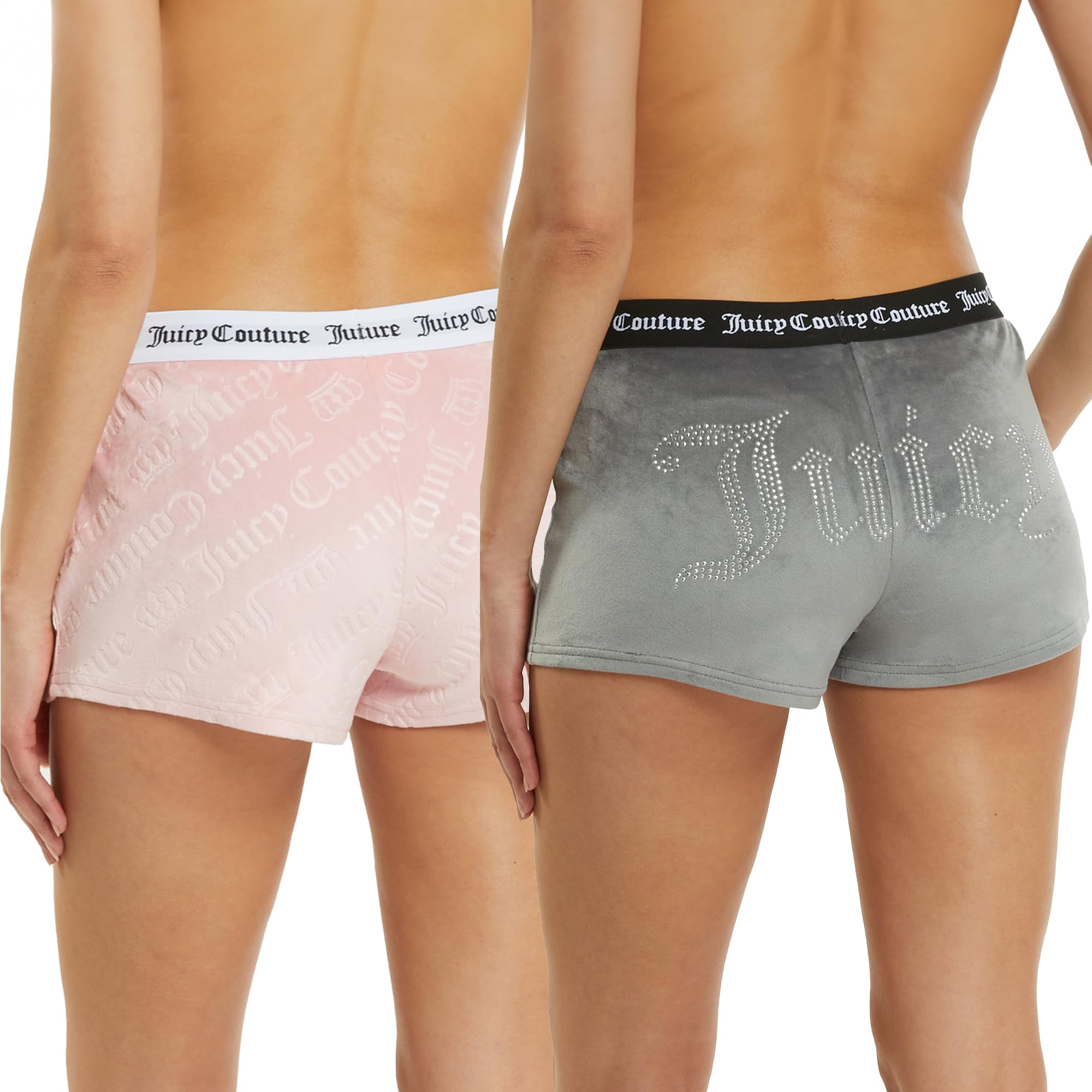 Juicy Couture Velvet Fleece Shorts 2 Piece Designer Pajama Set for Women, 2-Pack Sleep and Lounge Shorts