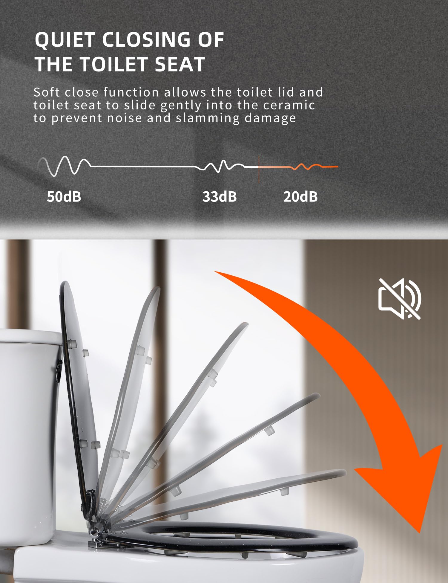 Round Resin Toilet Seat Glitter Soft Close Quick Release Metal Zinc Alloy Hinge Easy to Install also Easy to Clean, Decorative Acrylic Seats (17 Inch)