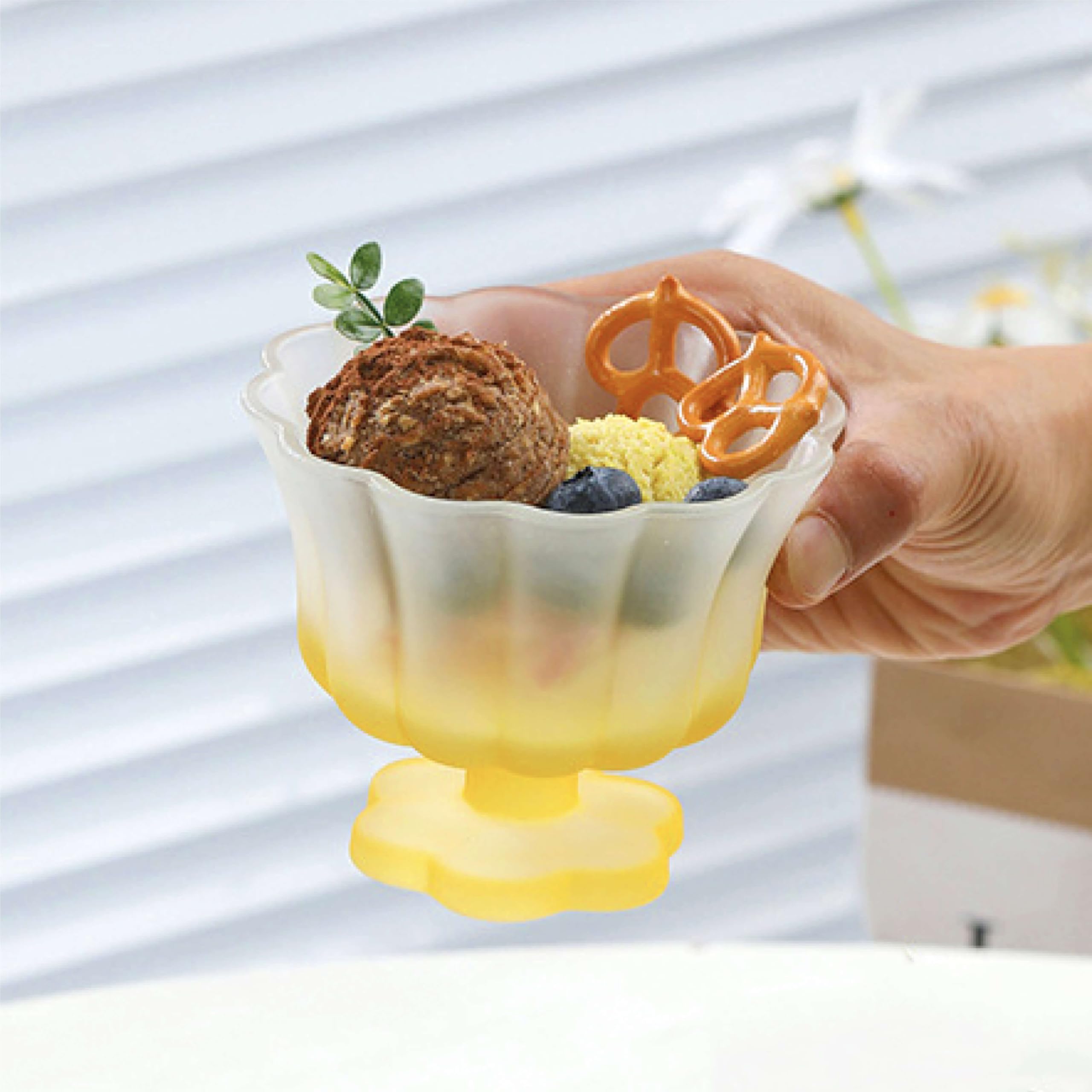 Matte Gradient Finish Glass Dessert Bowl with Heavy Base, 240ml (8.1oz)