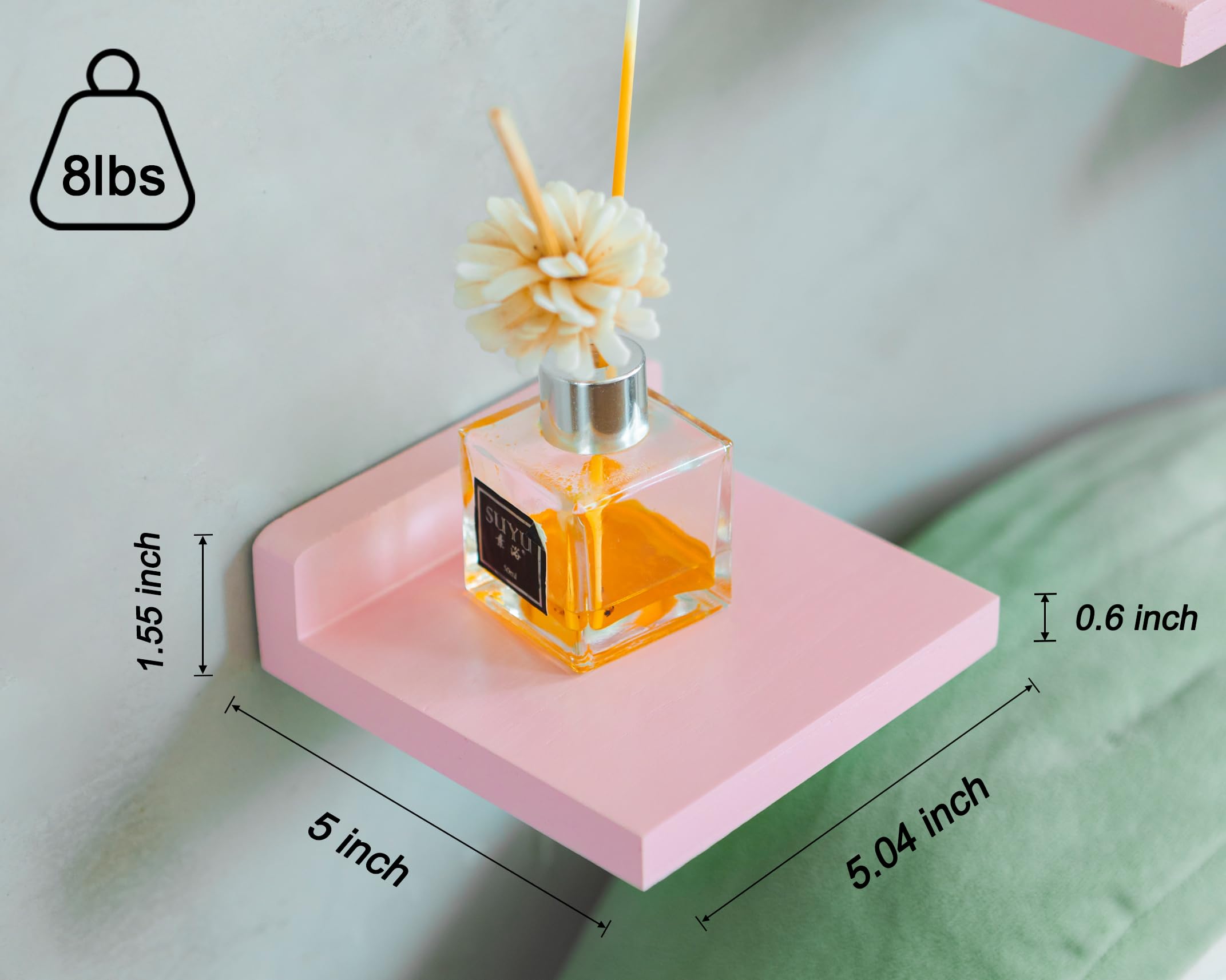 Small Floating Shelves Mini Shelves Hanging Display 5 Inch Wall Shelf for Bathroom Livingroom Bedroom,3 Pack, with 2 Types of Installation, Great for Room Decor