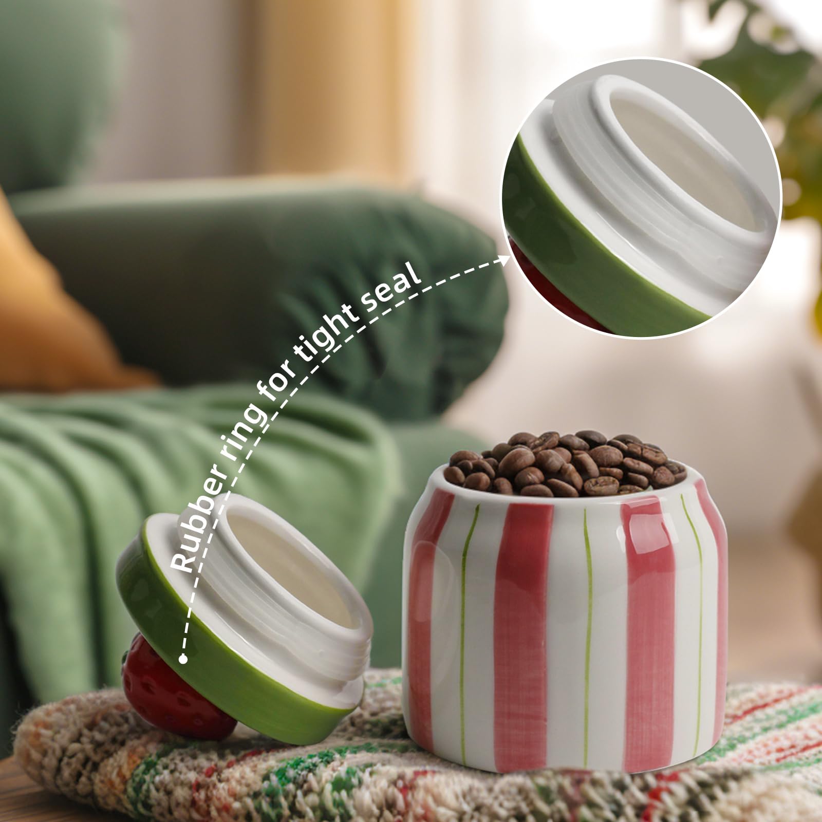 Cookie Jars with Lid Airtight, Hand Painted Ceramic