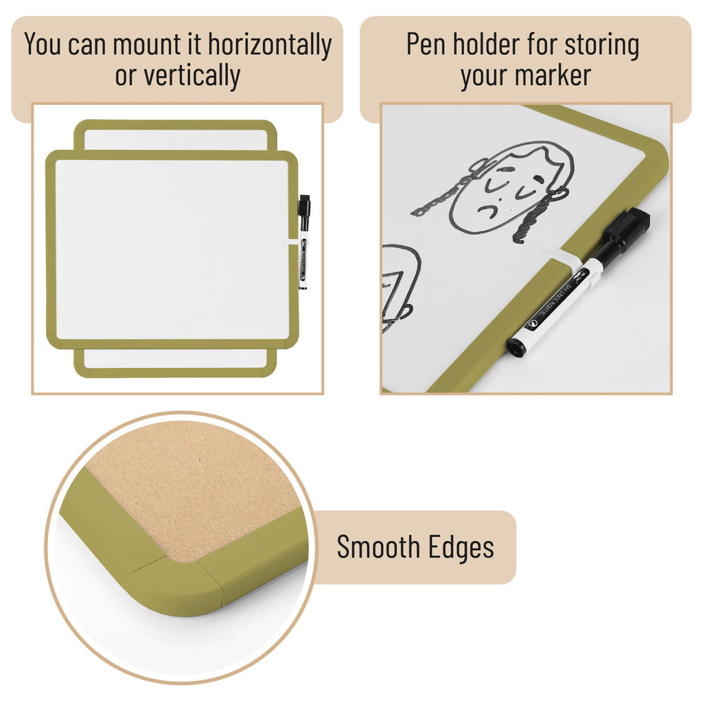 Dry Erase Board, 14â€?x 11â€?with a Black Dry Erase Marker Color Frame, Small White Board Dry Erase Whiteboard