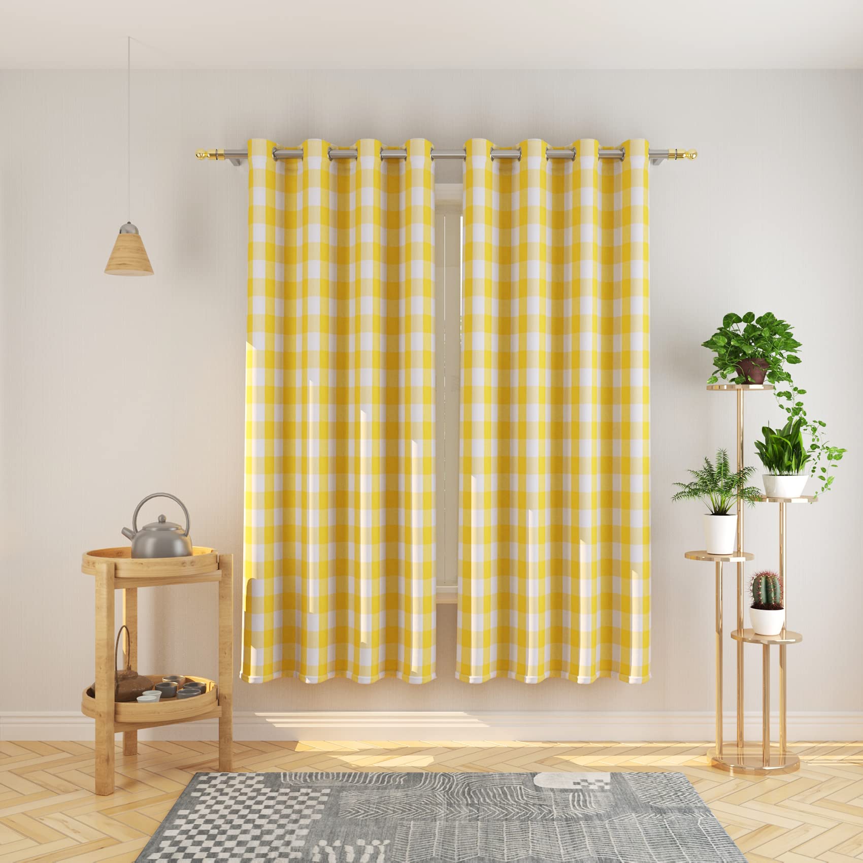 Tier Curtains Check Gingham Plaid Window Curtain Panels Bathroom Grommet Top Window Treatment 2 Panels