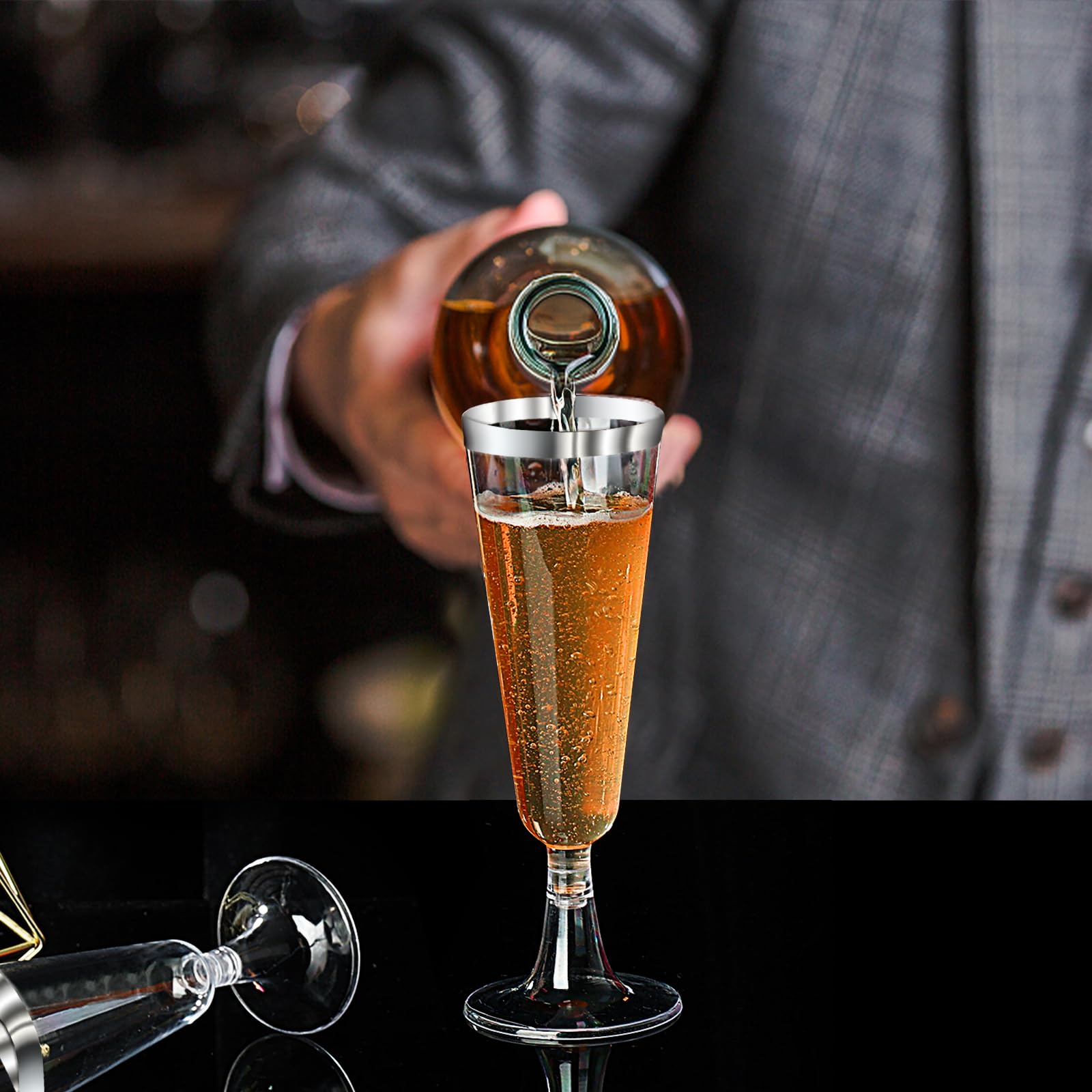 Champagne Flutes Plastic 100 Pack Disposable Mimosa Glasses