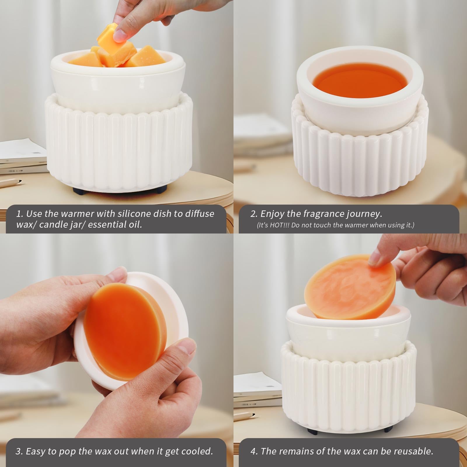 Ceramic Wax Melter 3-in-1 Candle Warmer for Scented Wax - Electric Fragrance Burner