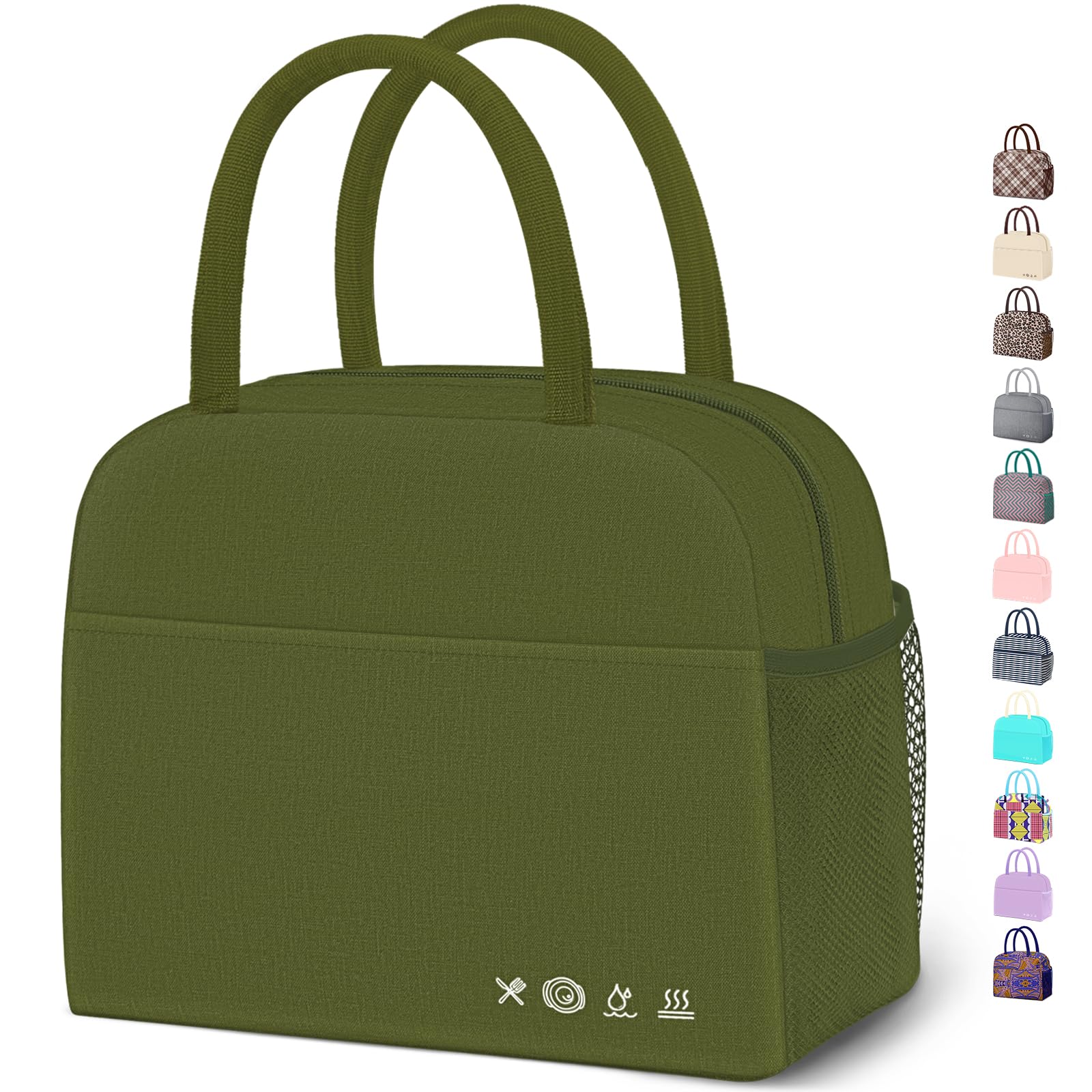 Reusable Insulated Lunch Tote Bag,Leakproof Food Handbags Case High Capacity