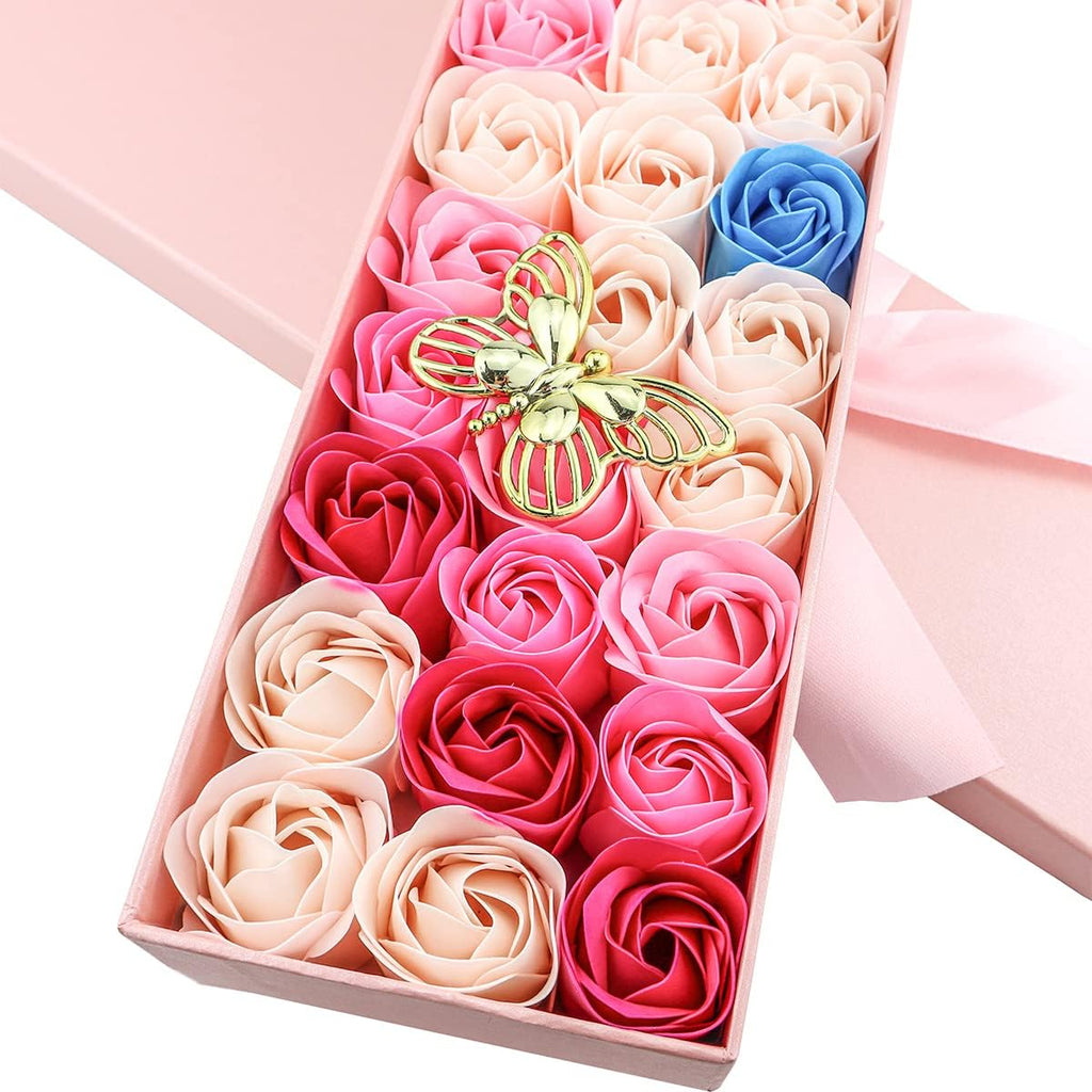 Floral Scented Bath Soap Rose Flower Petals, Plant Essential Oil Rose Soap Set 33 PCS