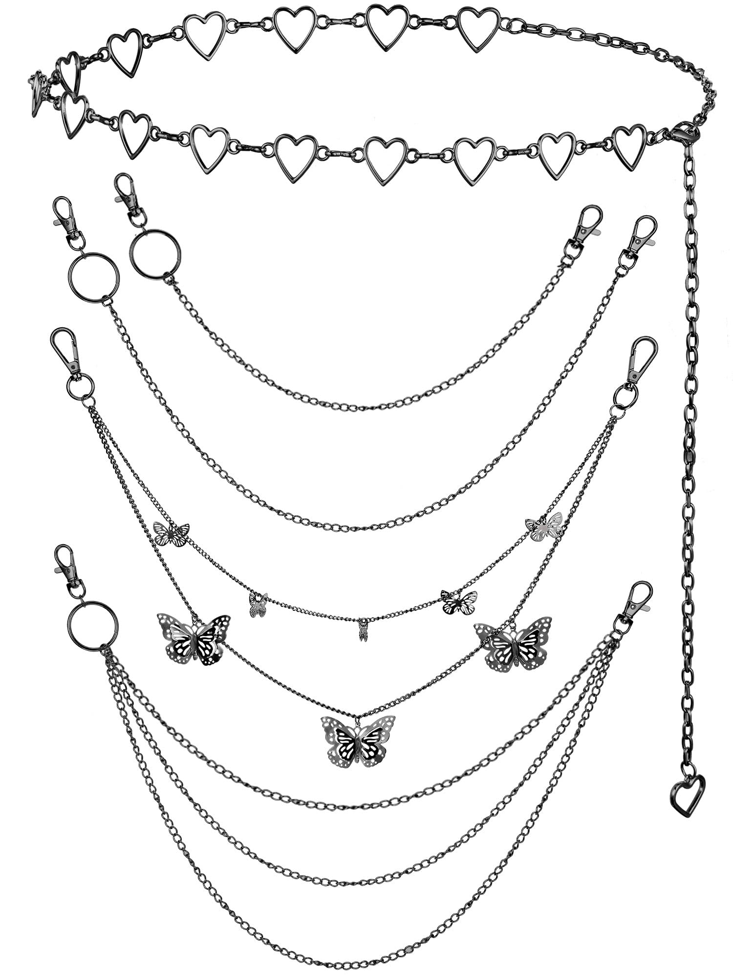 Multi-Layer Chain Belt â€?5-Piece Hip Hop Metal Wallet Chains for Jeans & Pants