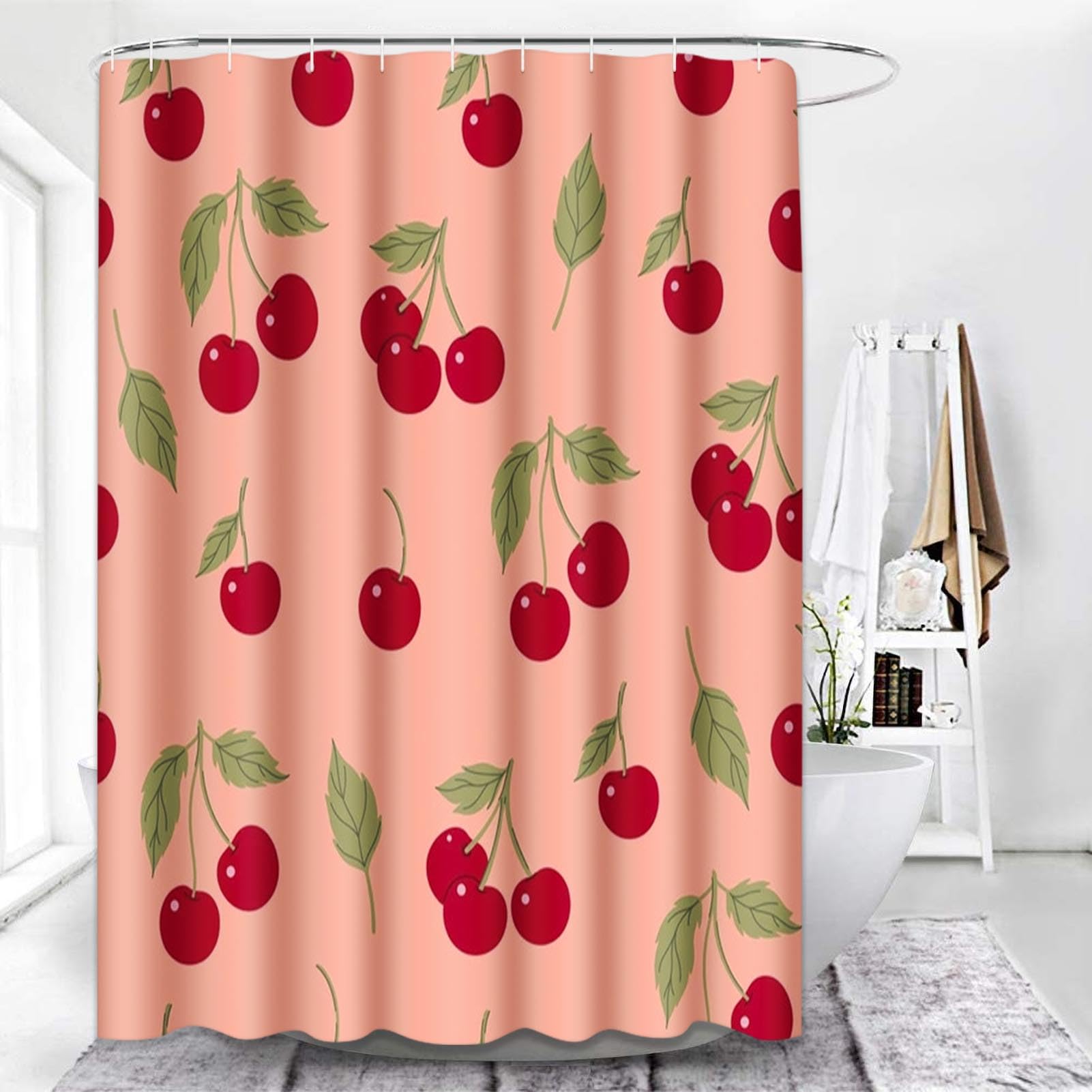 Vintage 4 Pcs Bathroom Sets with Shower Curtain and Rugs, Shower Curtain Sets for Bathroom Decor with 12 Hooks