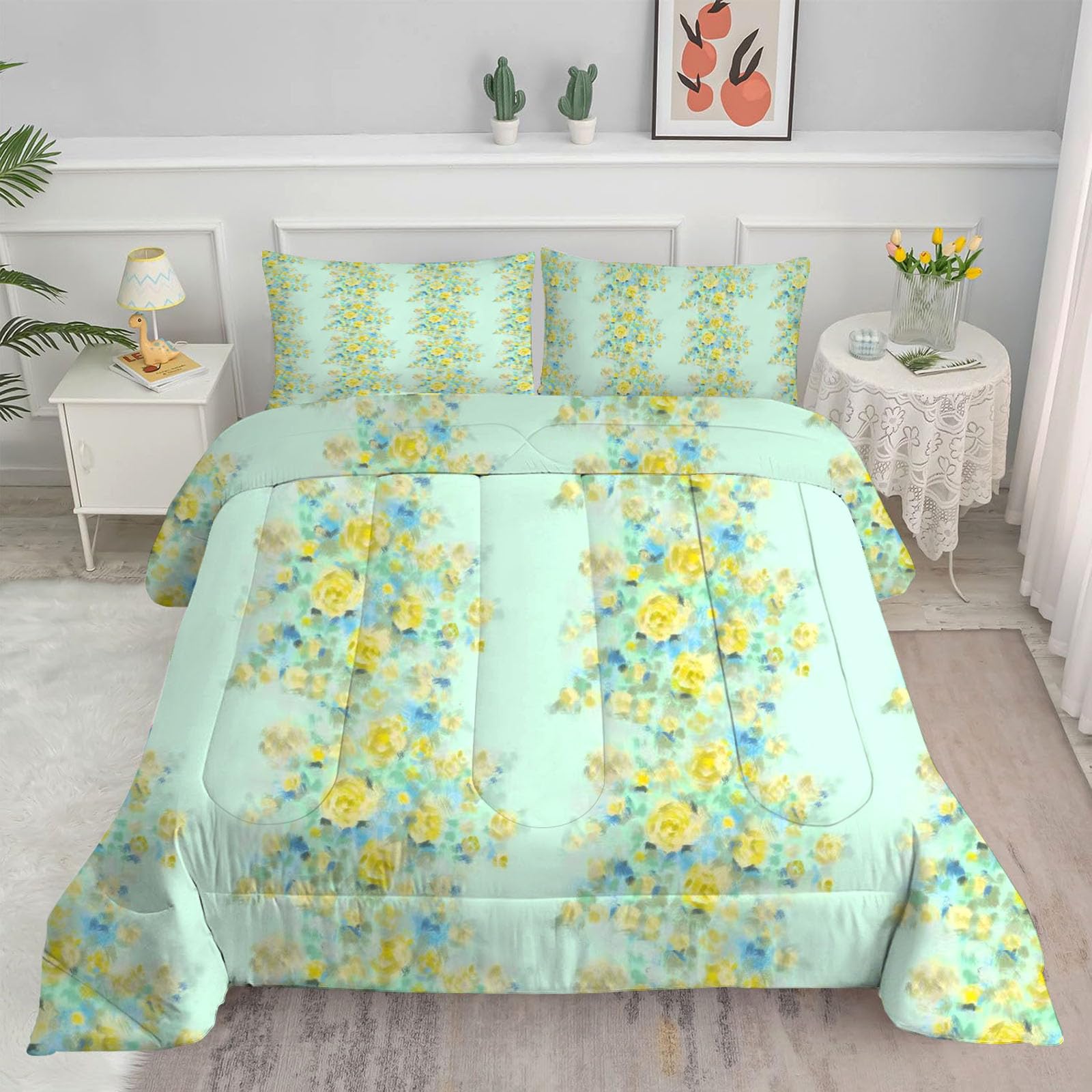 Modern Aesthetics Butterfly Floral Pattern Butterfly Comforter Set - Butterflies Quilt Bed Set Home Decor