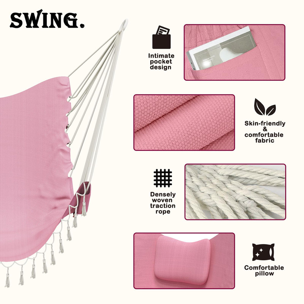 Hammock Chair with Stand,Heavy-Duty Hanging Chair with Stand for Indoor Outdoor, Sturdy Swing Chair Stand Max Load 350 pounds (Hammock Chair Included)