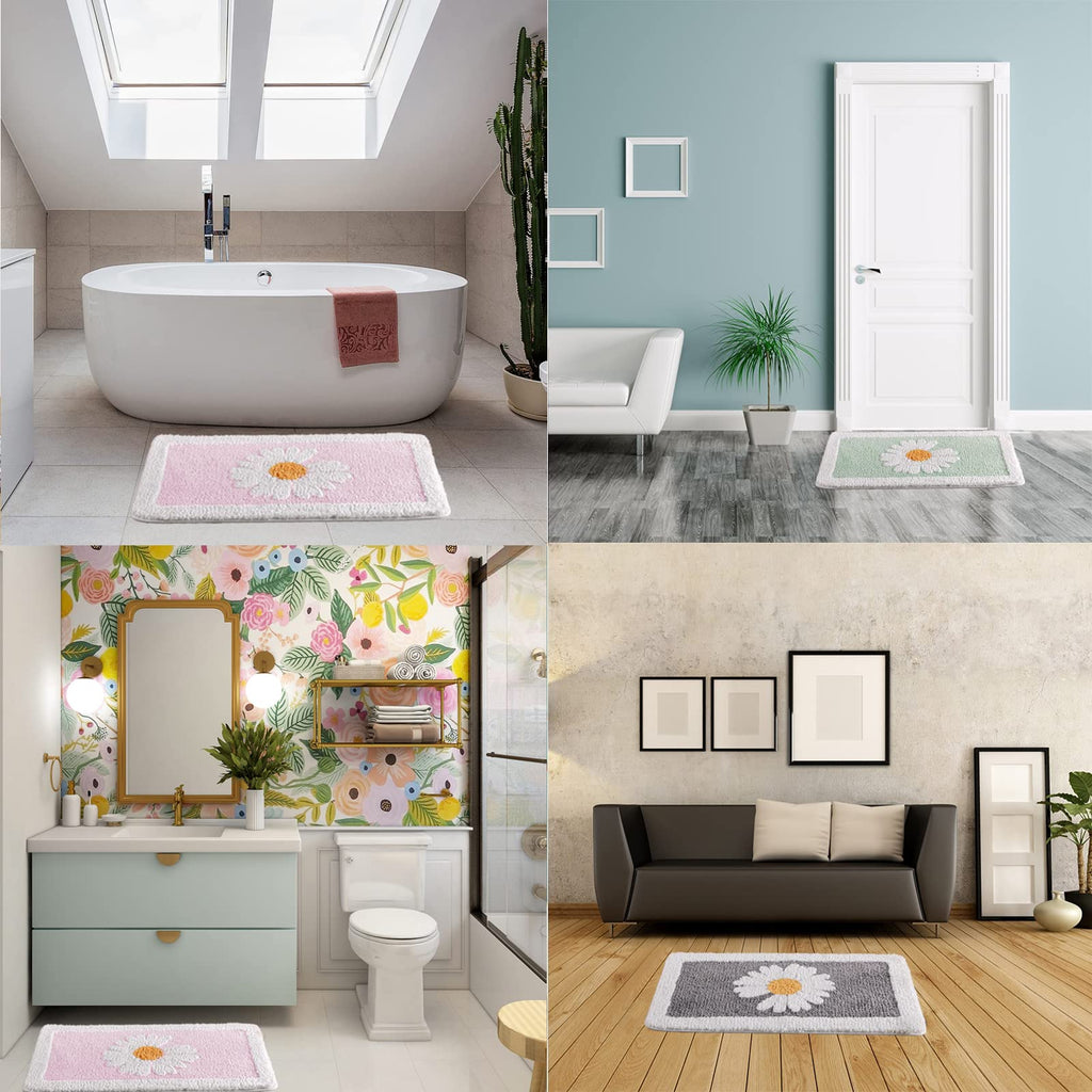 Ultra Soft Microfiber Shaggy Bathroom Mats, 17''x 25'', Extra Absorbent Bath Rugs, Machine Washable, Non-Slip Bathroom Carpet for Tub and Shower