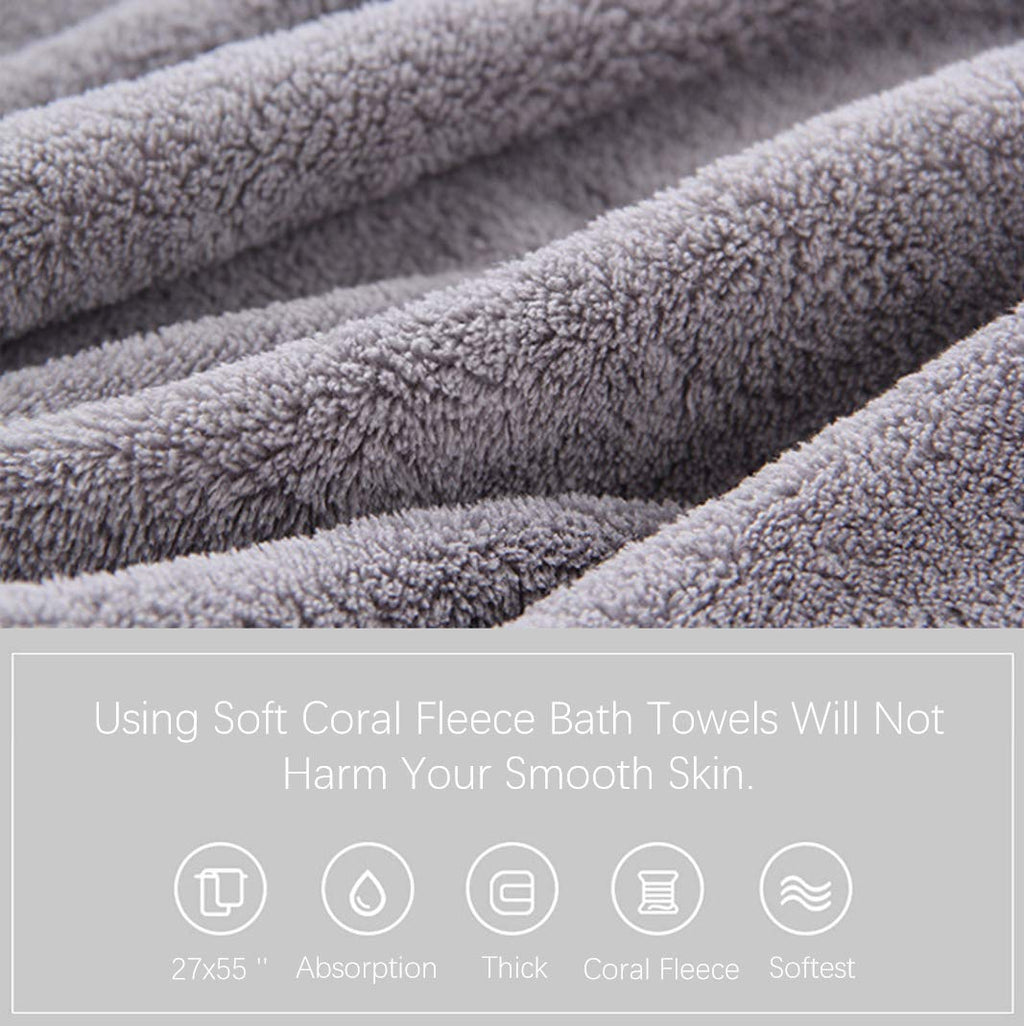 Ultra Soft Towel Set - Quick Drying - 2 Bath Towels 2 Hand Towels 2 Washcloths - Microfiber Coral Velvet Highly Absorbent Towel (6 Pcs)
