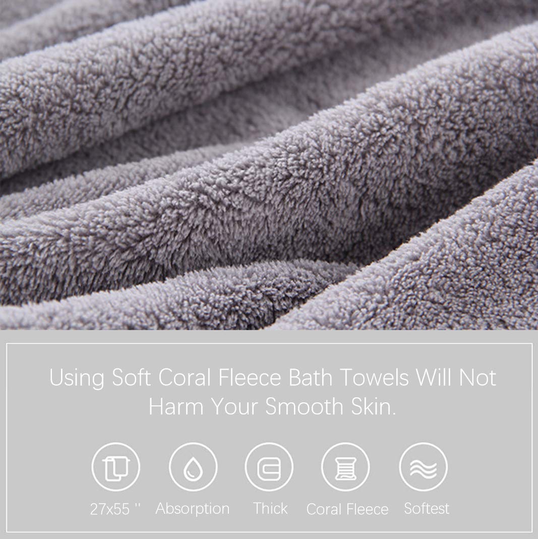 Ultra Soft Towel Set - Quick Drying - 2 Bath Towels 2 Hand Towels 2 Washcloths - Microfiber Coral Velvet Highly Absorbent Towel (6 Pcs)