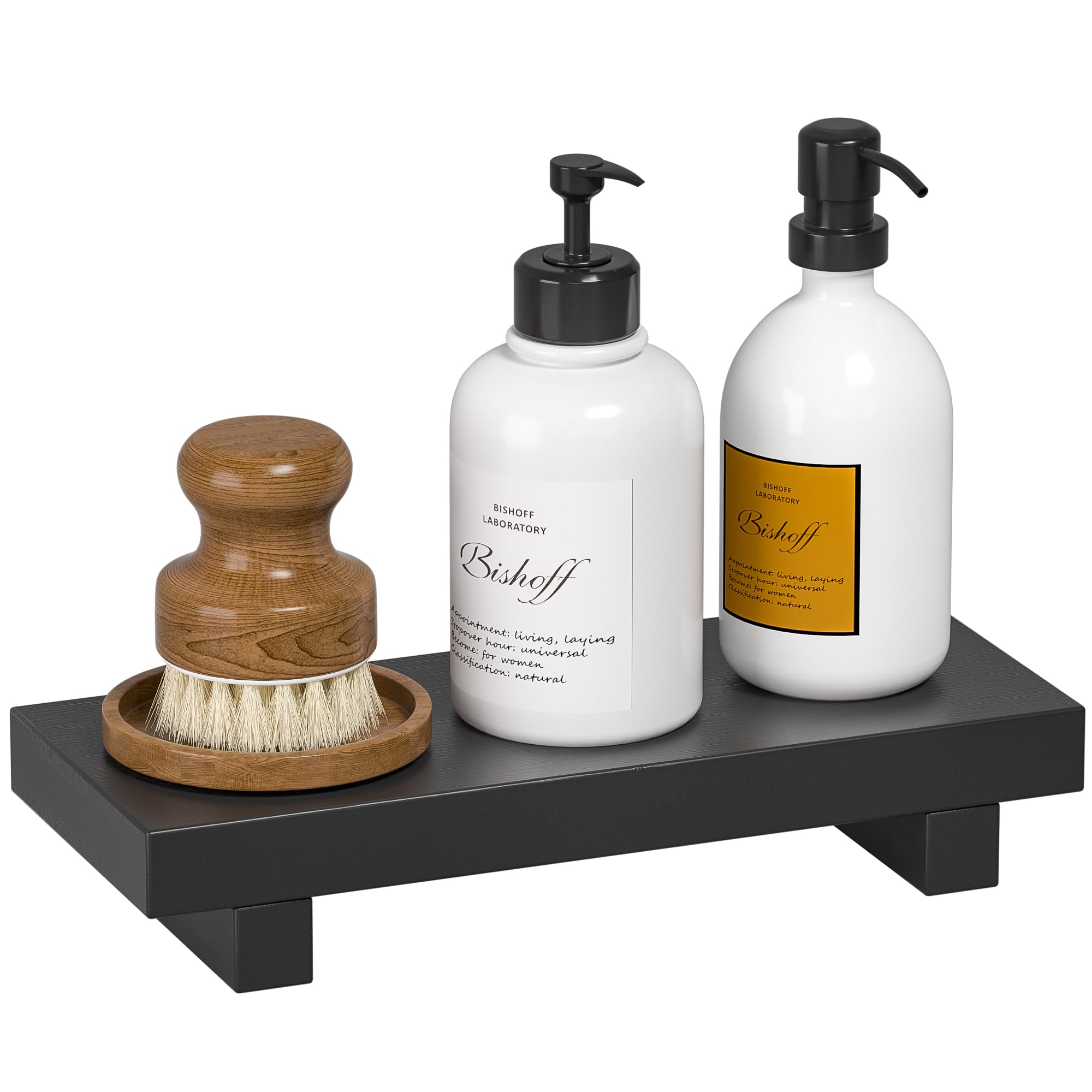 Tray Decor Bamboo Pedestal Stand Risers for Display Decorative, Sink Tray for Kitchen Decor and Accessories, Soap Dish Holder Kitchen Counter Tray 8.7" x 3.5" x 1.6"